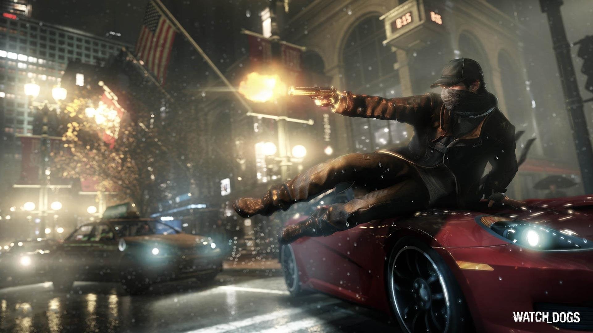 Aiden Pearce, Watch Dogs, Pistola, Chicago, Notte, 1920x1080, wallpaper desktop