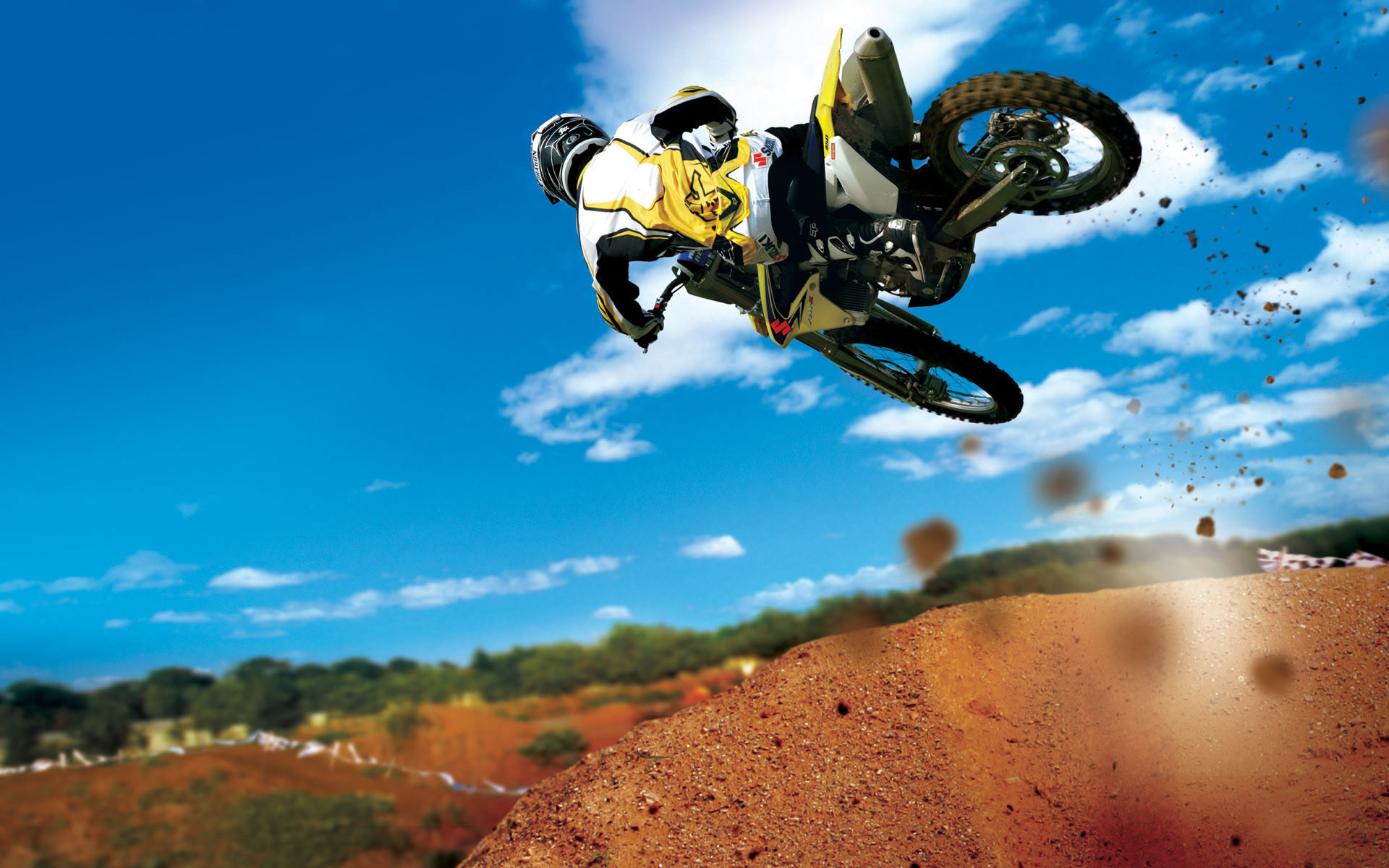Suzuki RM-Z, Salto, Motocross, Cielo azzurro, 1920x1200, sfondo per PC