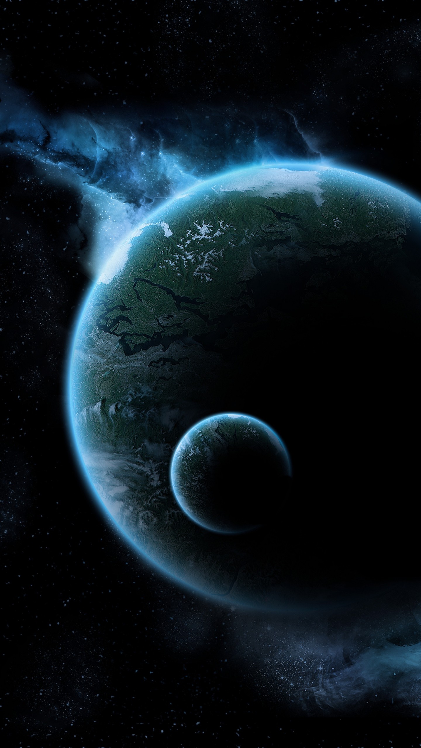 Pianeta, Luna, Spazio, Arte digitale, wallpaper per iPhone e Android