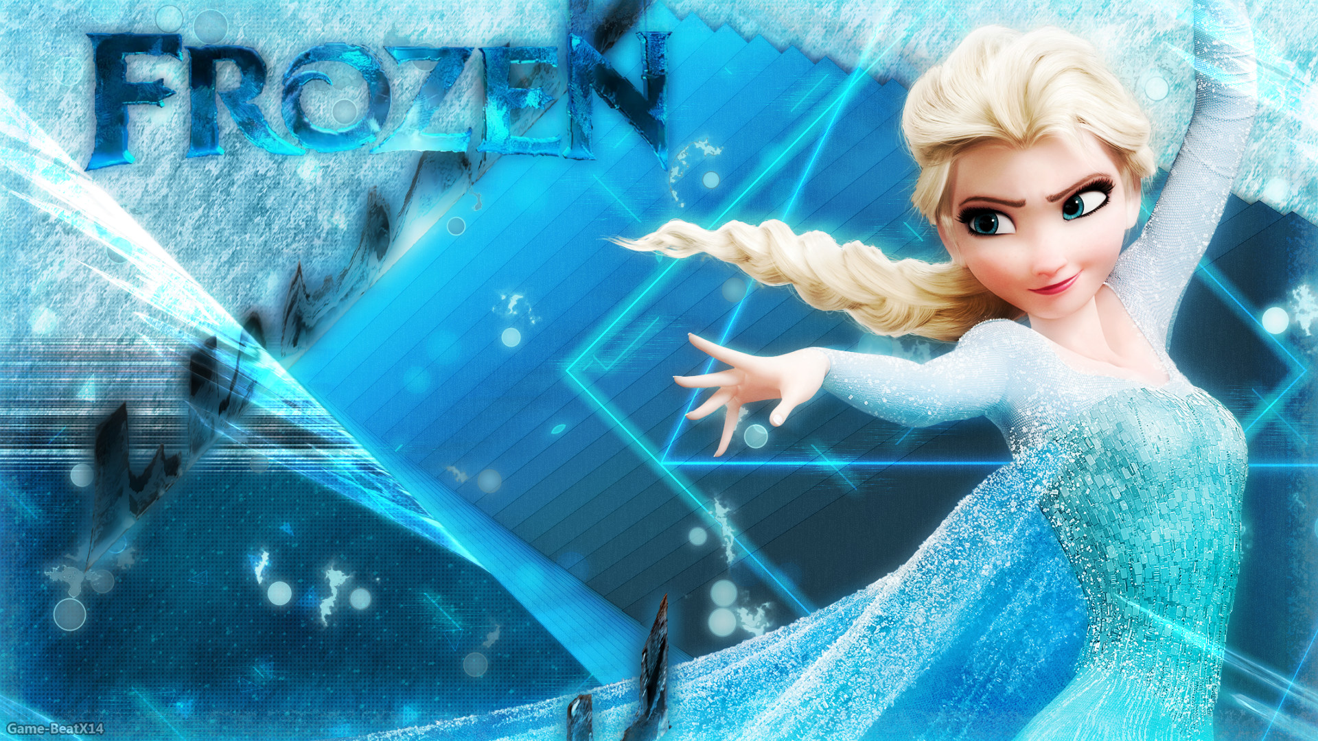 Elsa, Frozen - Il regno di ghiaccio, Cristalli di ghiaccio, Azzurro, sfondo Full HD per portatile