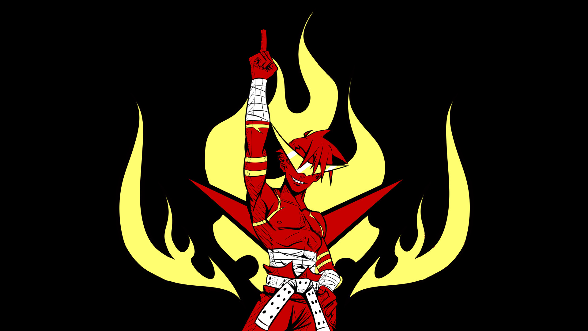 Kamina, Gurren Lagann, Simbolo Team Gurren, Fiamme, 1920x1080, sfondo per PC