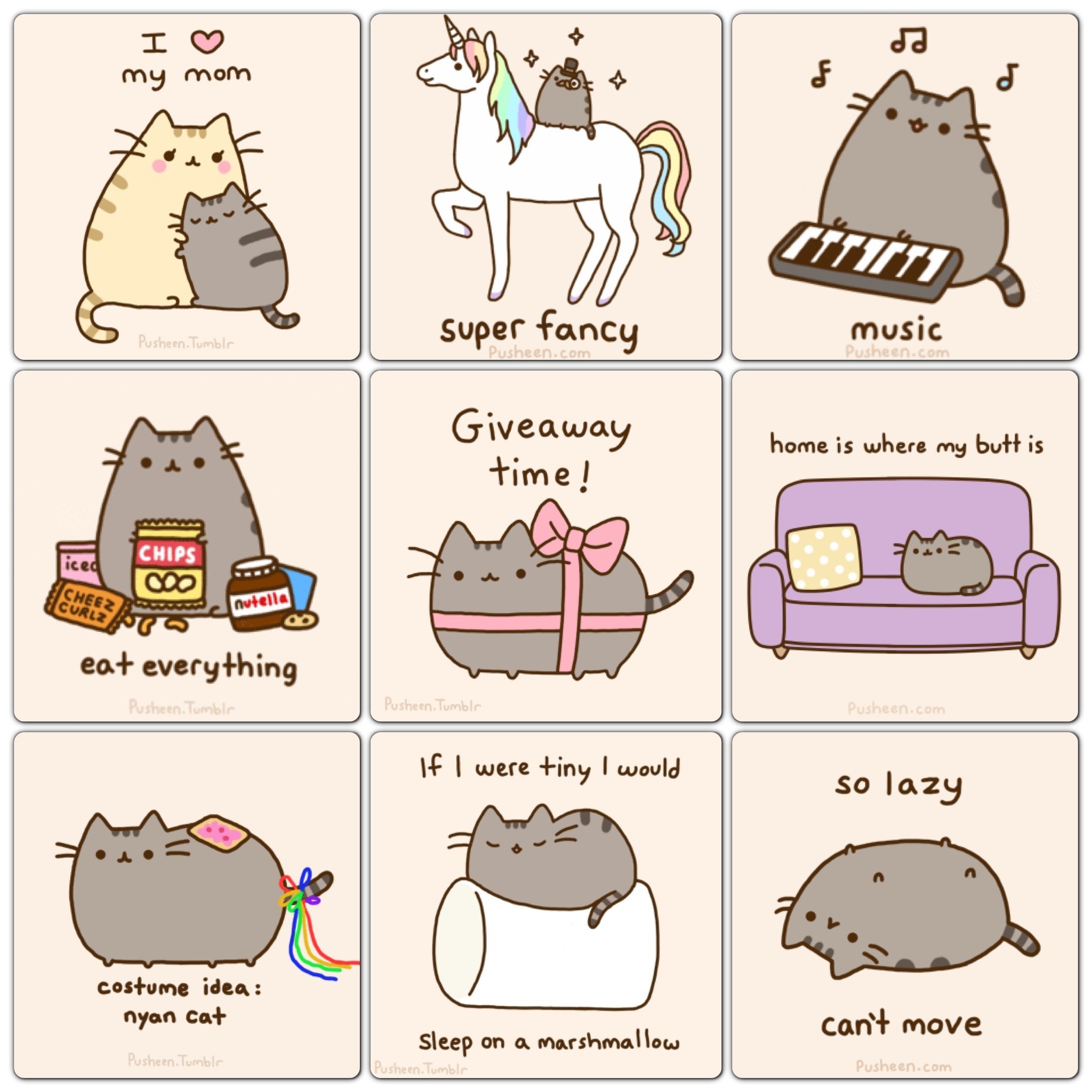 Pusheen, Collage, Unicorno, Divano, Full HD, wallpaper per tablet