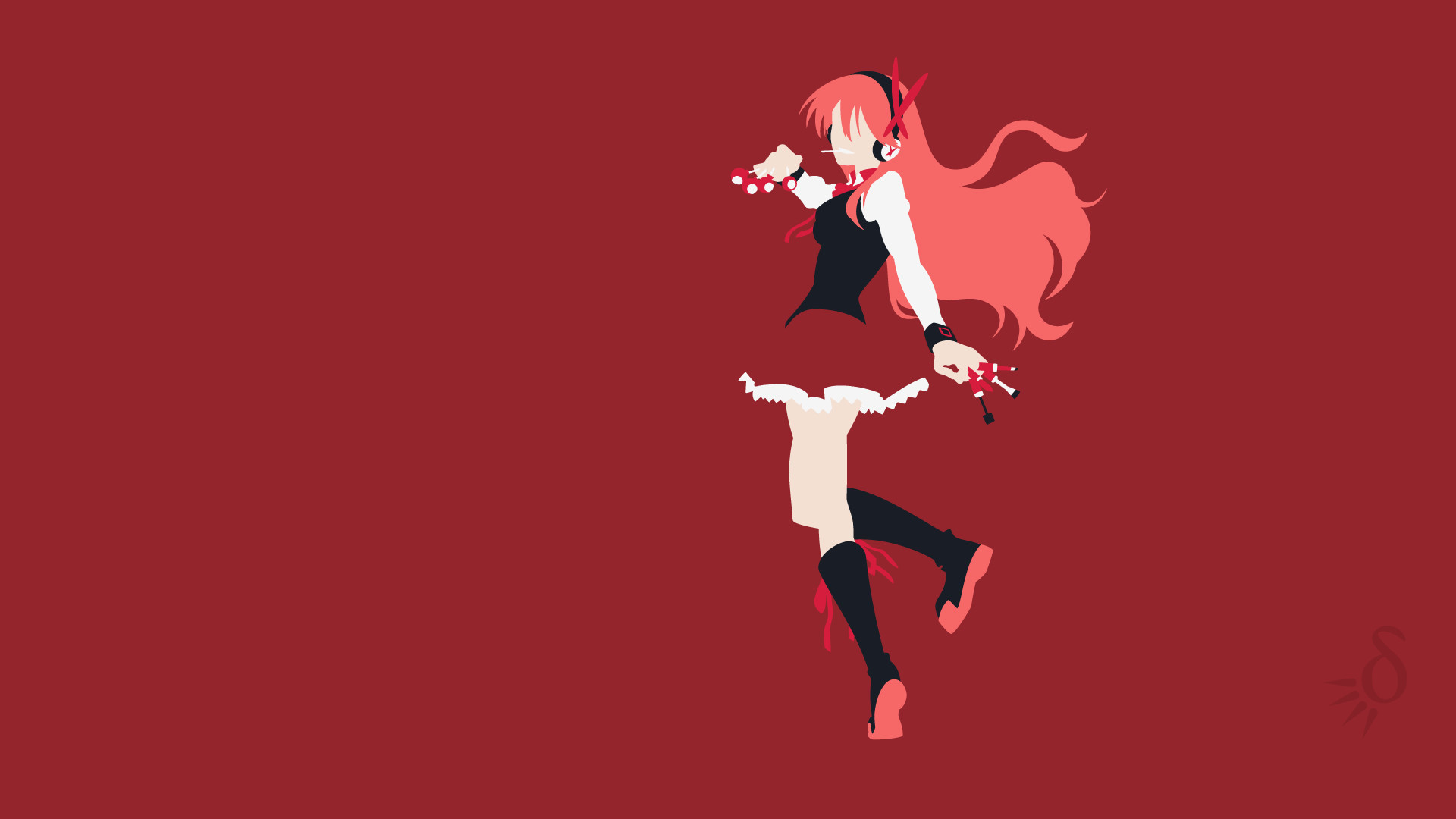 Chelsea, Akame ga Kill!, Minimalismo, Sfondo rosso, Full HD, wallpaper per PC