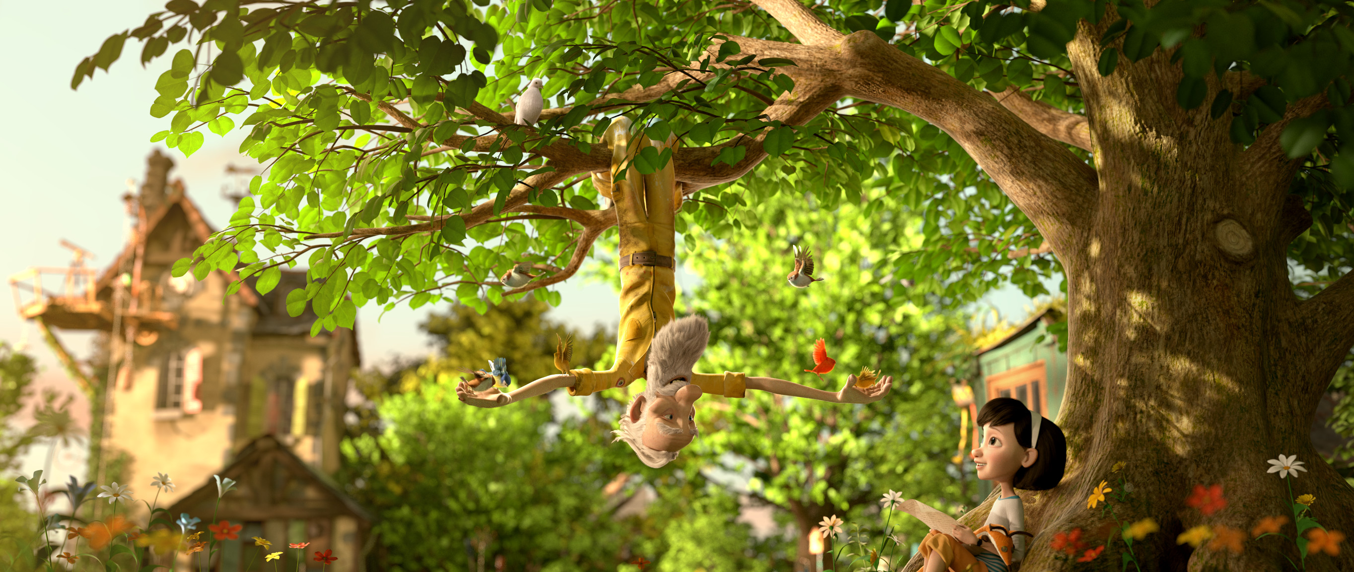Il Piccolo Principe (film 2015), La bambina, L'aviatore, Albero, Giardino, wallpaper desktop Full HD