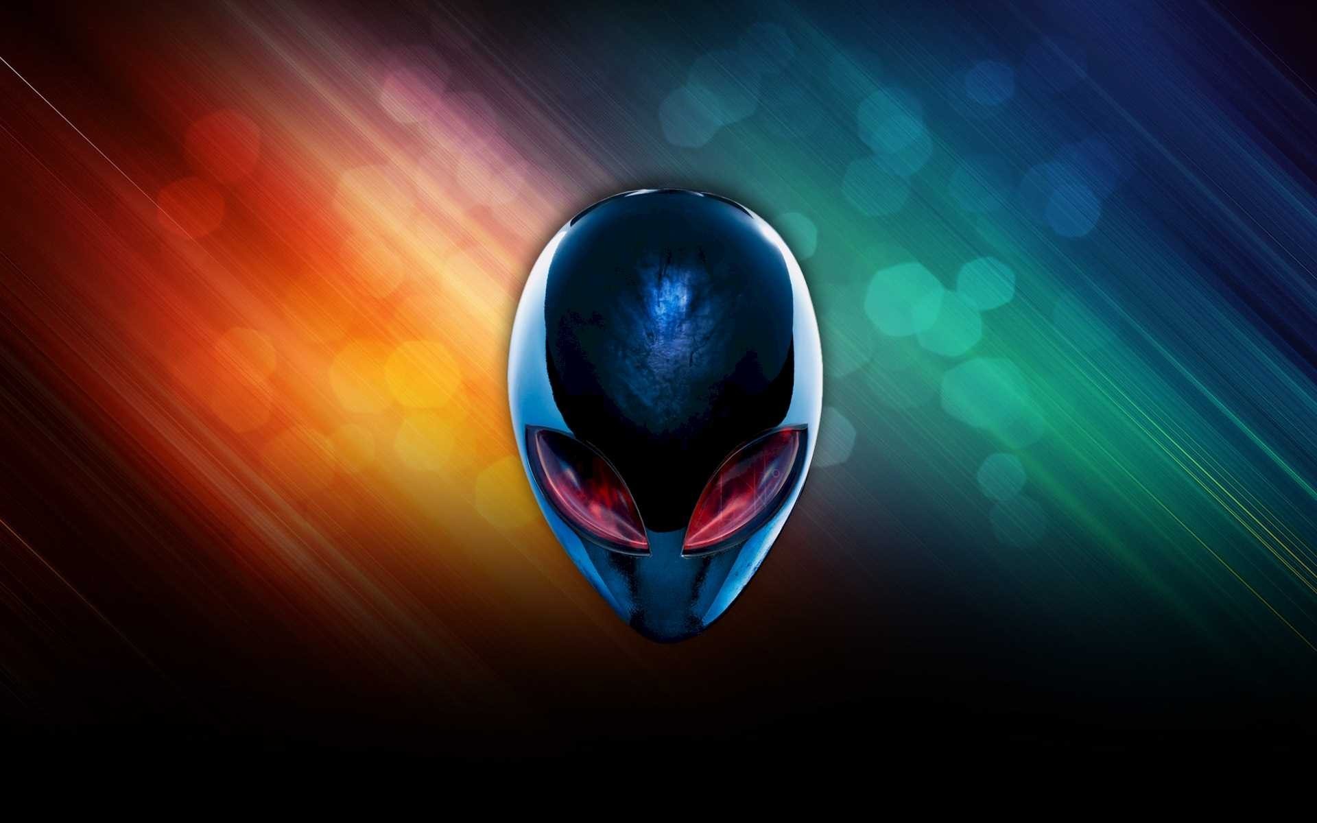 Alienware, Logo alieno, Bokeh, Colori, Full HD, sfondo Windows 11
