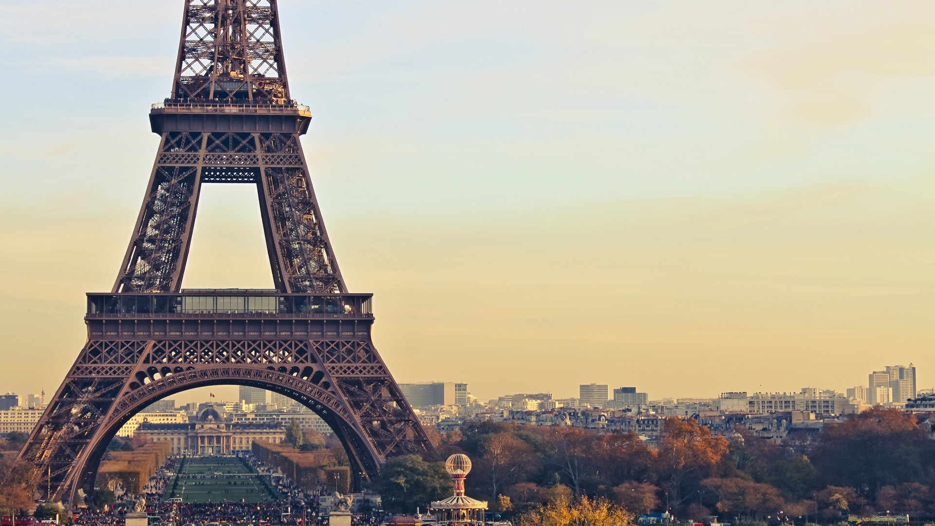 Torre Eiffel, Parigi, Francia, Panorama urbano, 1920x1080, immagine di sfondo