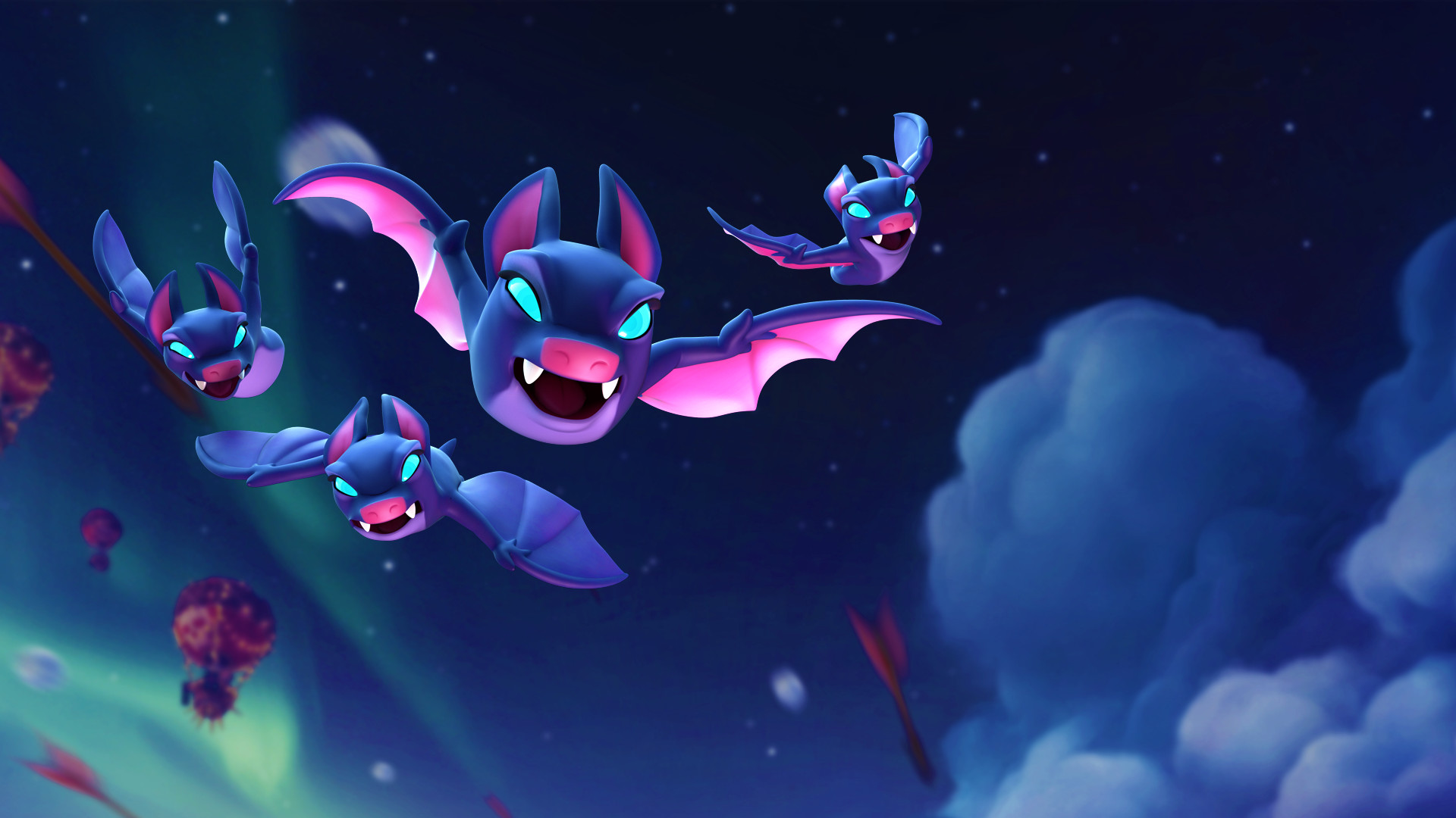 Clash Royale, Pipistrelli, Notte, Aurora, Full HD, sfondo per PC e portatile