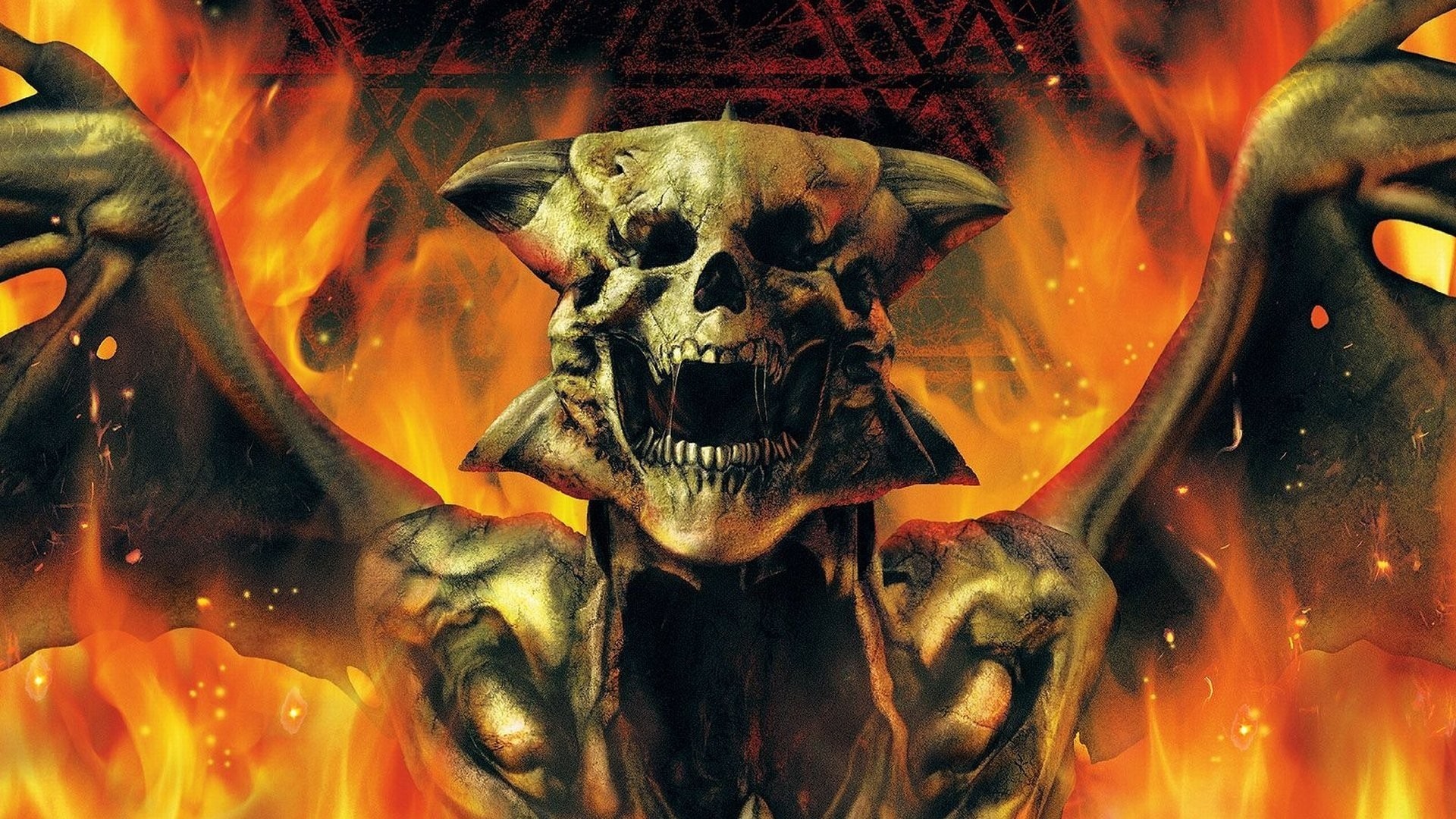 Doom, Demone, Teschio, Fiamme, 1920x1080, sfondo per PC