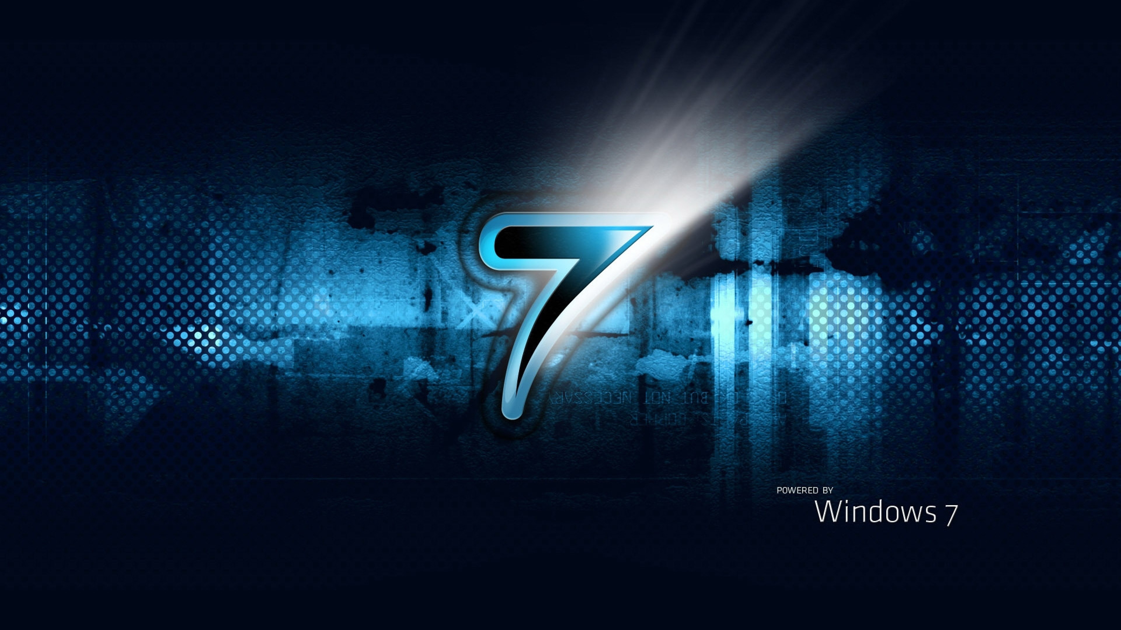 Windows 7, Numero 7, Grunge, Toni blu, 16:9 4K, sfondo widescreen