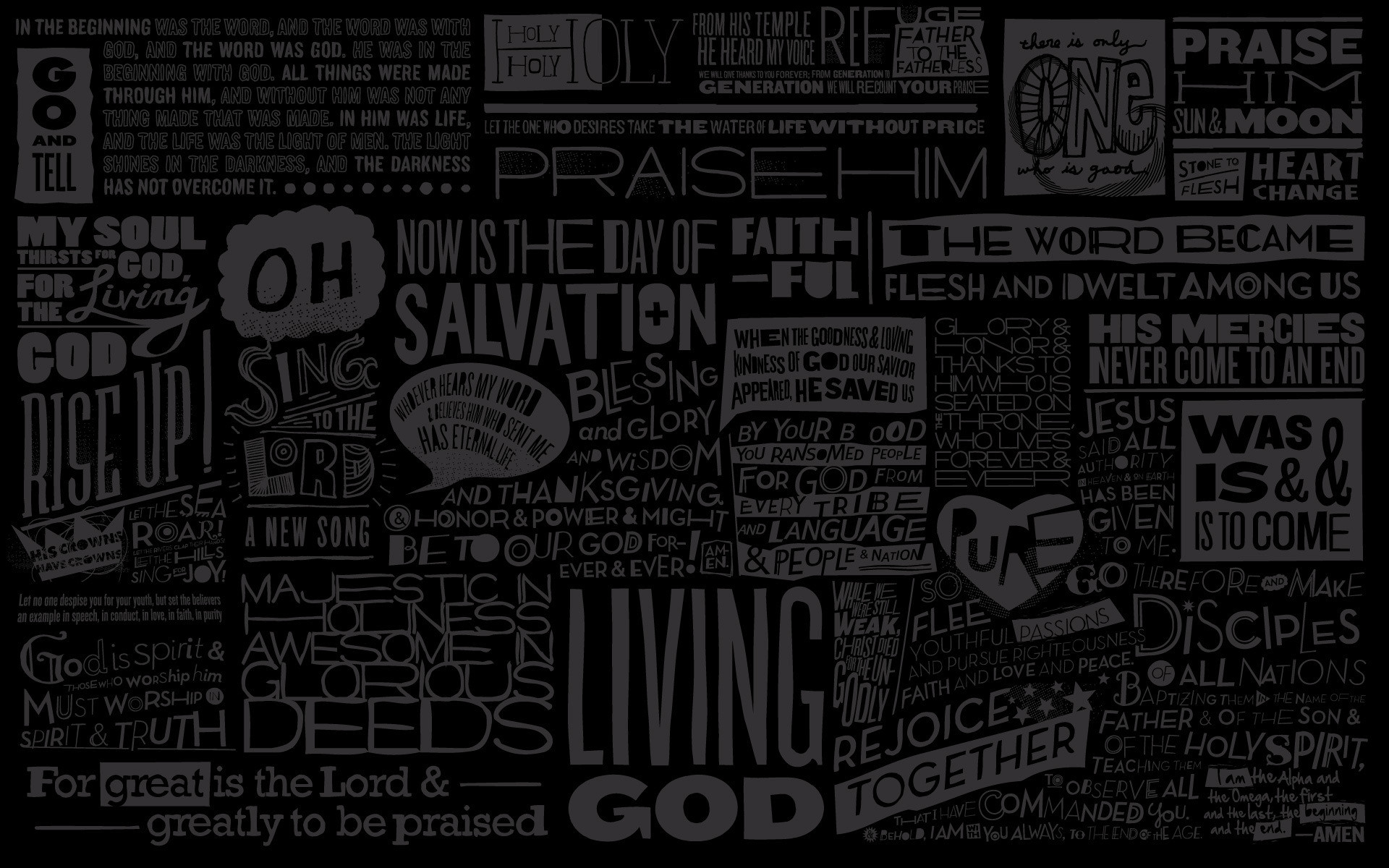 Tipografia, Frasi cristiane, Praise Him, Sfondo nero, 16:10 Full HD, wallpaper widescreen