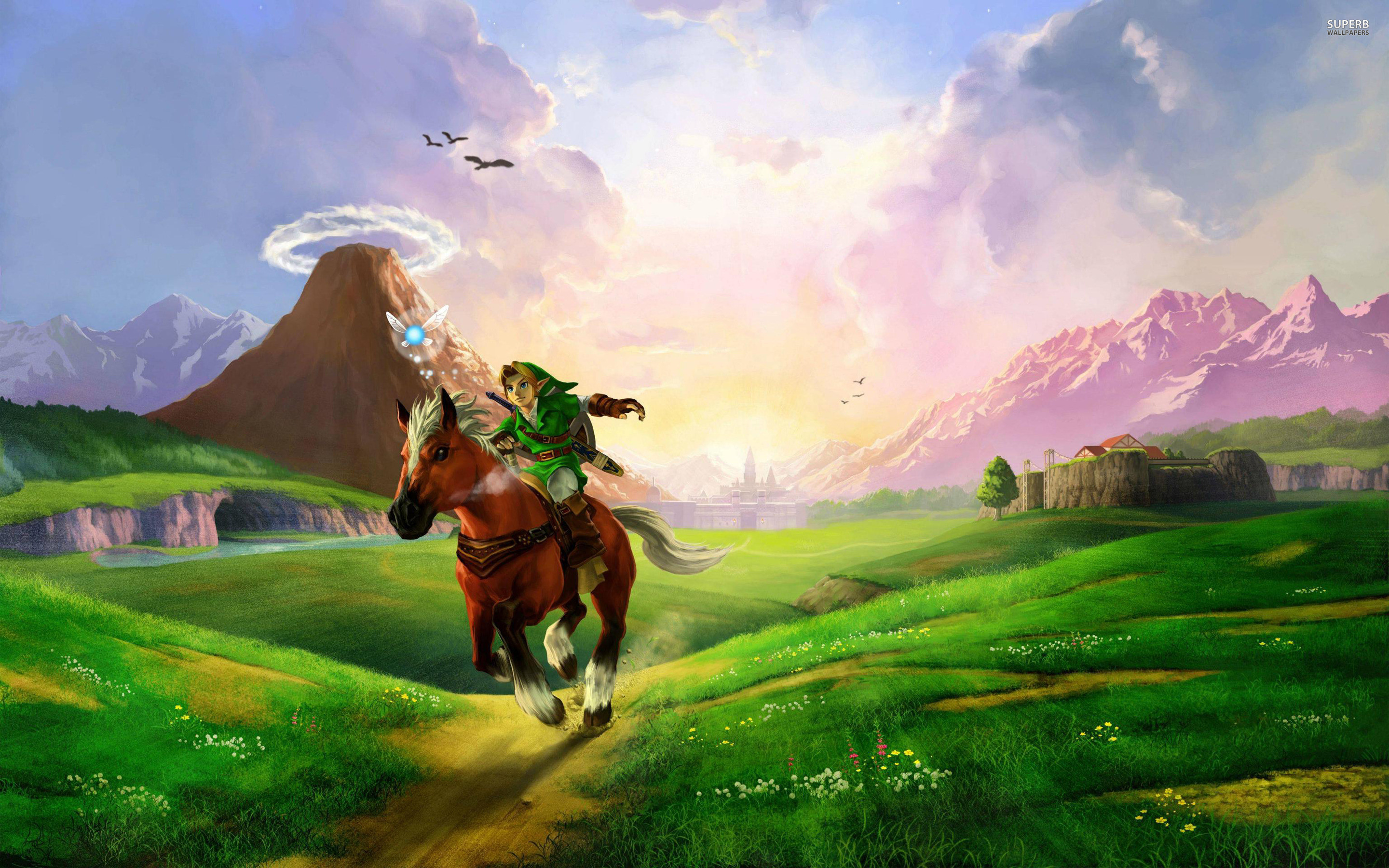 Link, Epona, Ocarina of Time, Hyrule, Prateria, 2880x1800, sfondo per PC