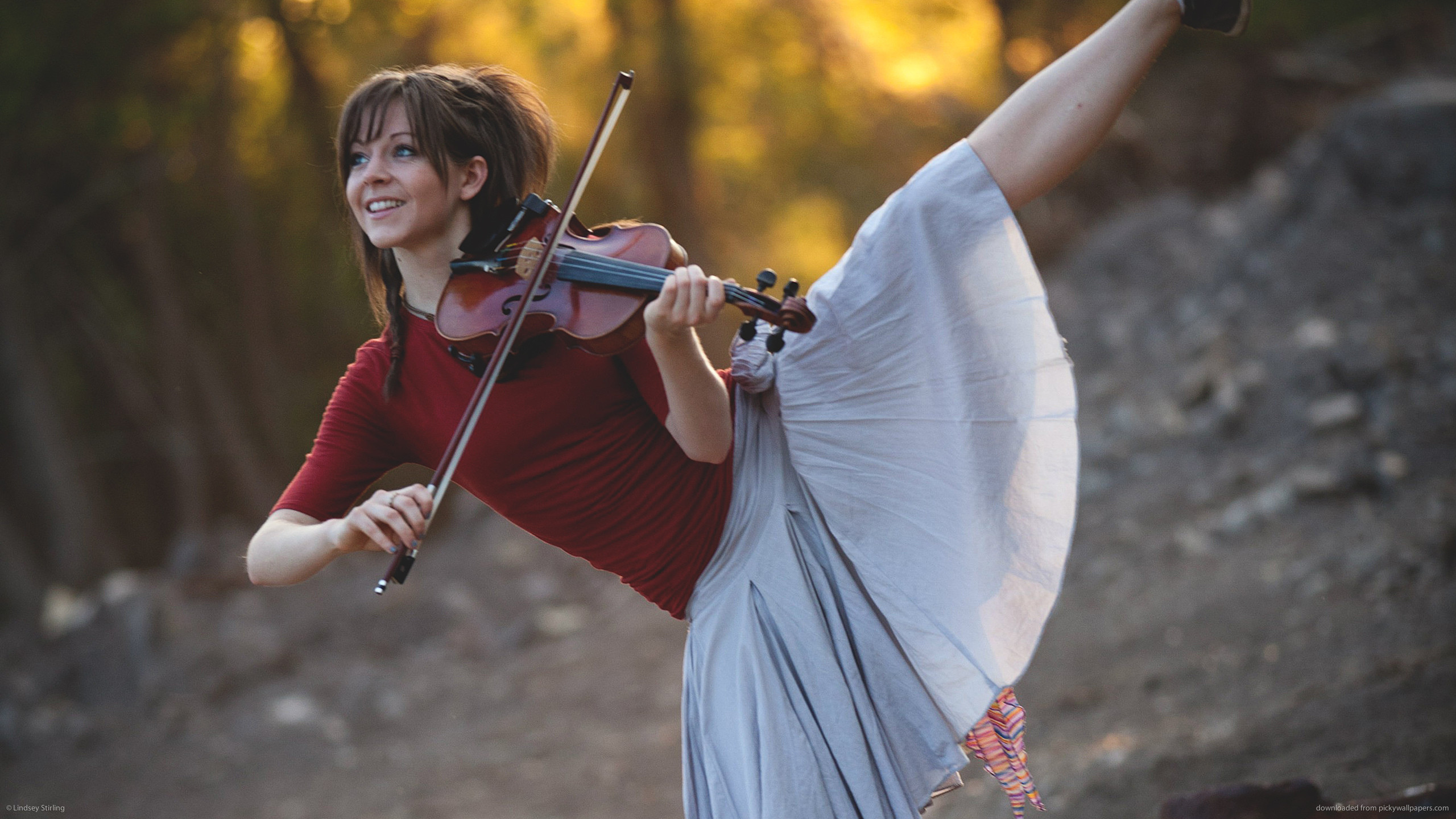 Lindsey Stirling, Violino, Danza, Gonna, 2K, sfondo per PC e portatile