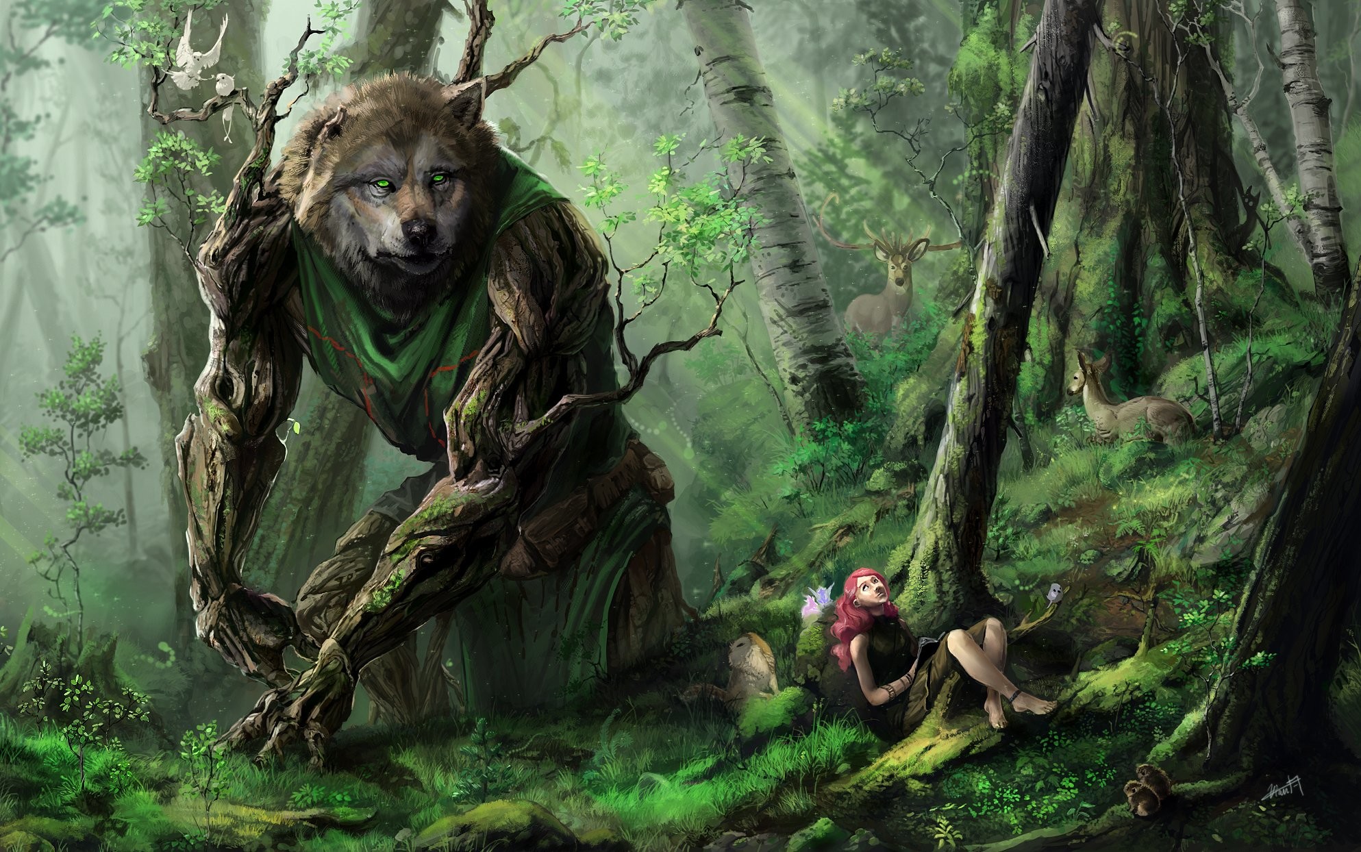 Lupo mannaro, Cappuccetto Rosso, Foresta, Fantasy, 1987x1244, sfondo MacBook Pro