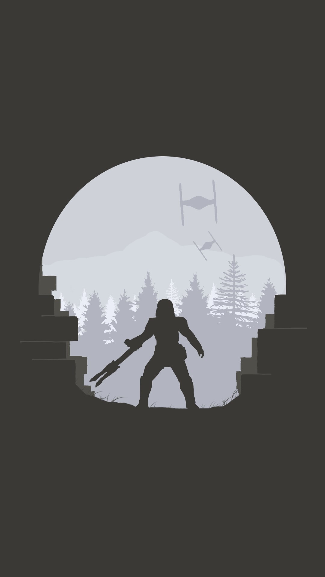 Star Wars, Hoth, TIE Fighter, Silhouette, Full HD, sfondo per iPhone e Android