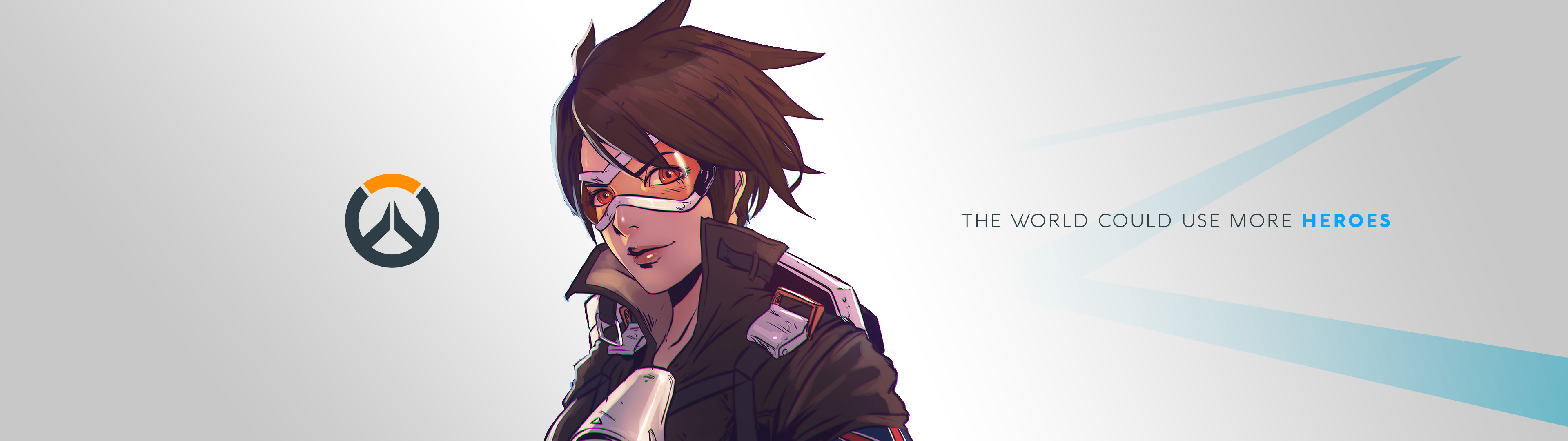 Overwatch, Tracer, The World Could Use More Heroes, Sfondo bianco, wallpaper 3840x1080