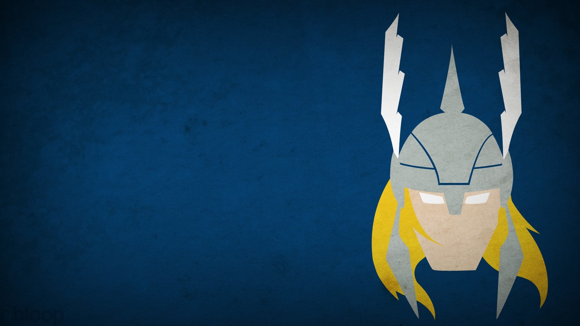 Thor, Marvel, Elmo alato, Minimalista, Sfondo blu, 16:9 Full HD, wallpaper widescreen