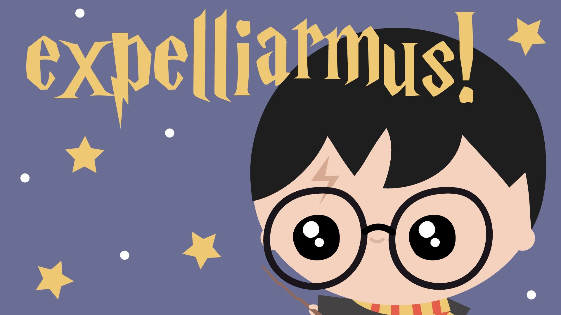 Harry Potter, Expelliarmus, Chibi, Stelle, Occhiali, 16:9 Full HD, sfondo widescreen