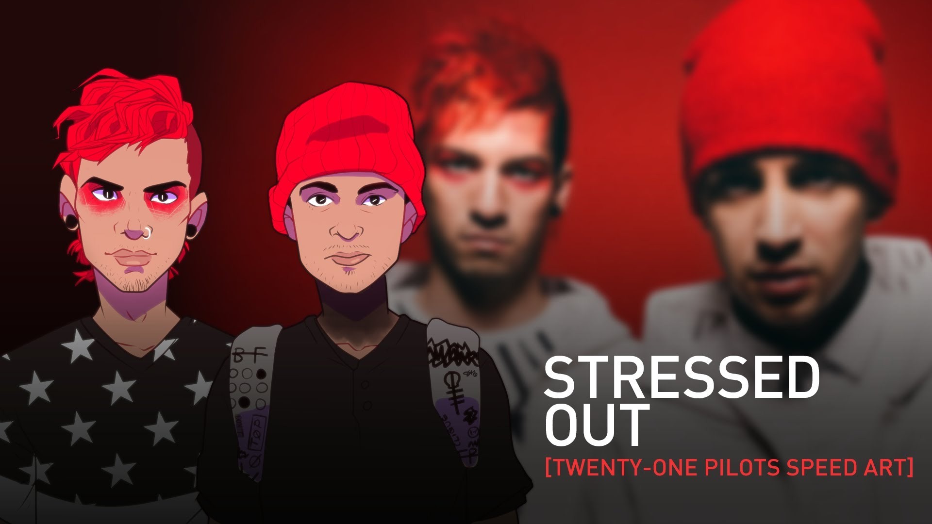 Twenty One Pilots, Stressed Out, Fan art, Rosso, 16:9 Full HD, sfondo widescreen