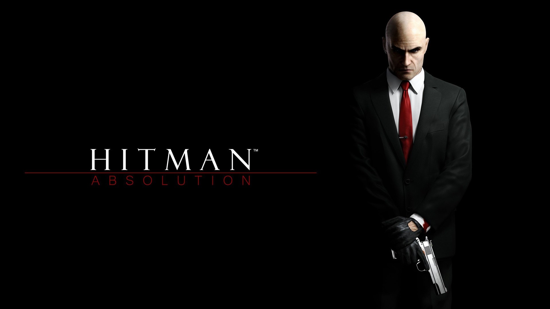 Agente 47, Hitman: Absolution, Pistola, Sfondo nero, 1920x1080, wallpaper desktop