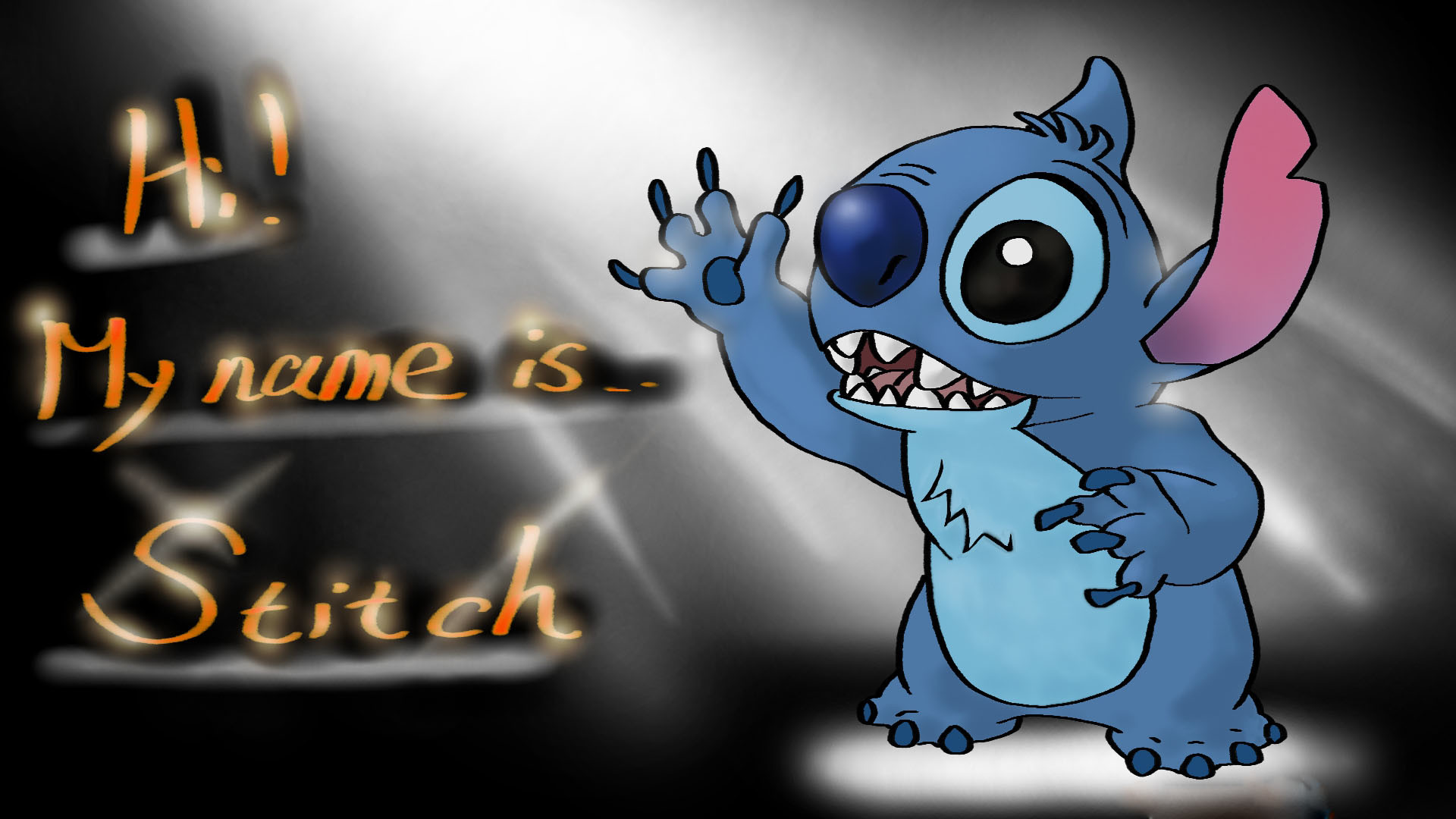 Stitch, Hi! My name is Stitch, Scritta, Saluto, Full HD, sfondo per portatile