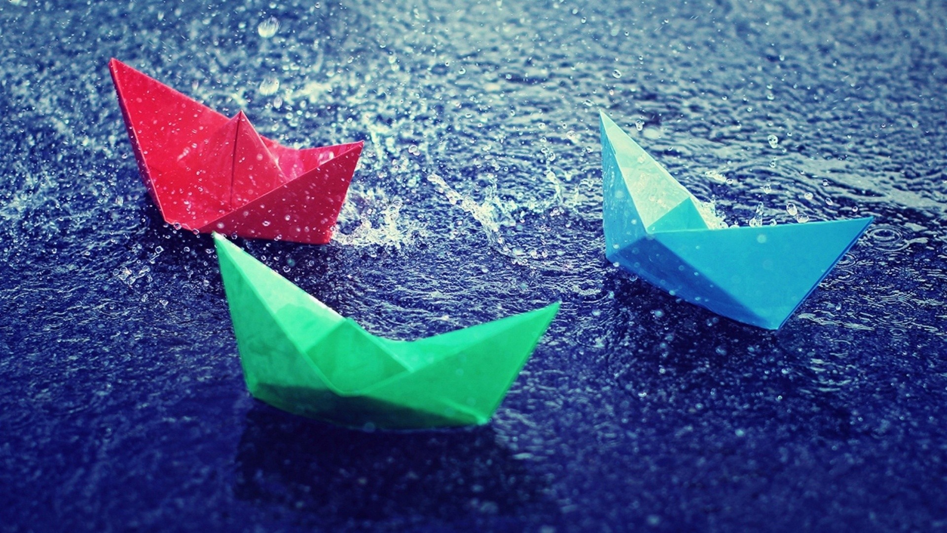 Barchette di carta, Pioggia, Origami, 1920x1080, wallpaper desktop