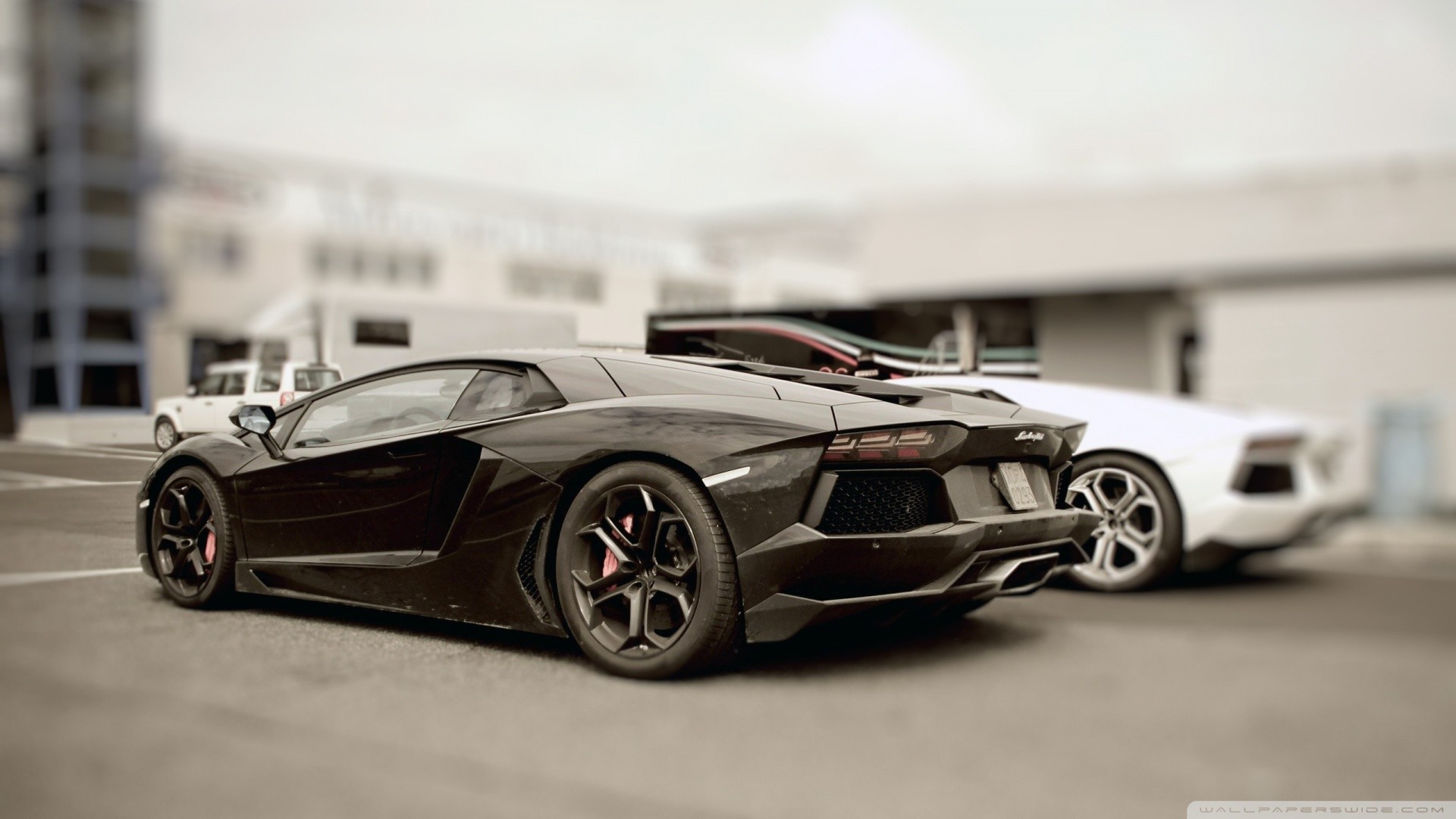 Lamborghini Aventador, Nero, Parcheggio, Supercar, Full HD, sfondo per PC