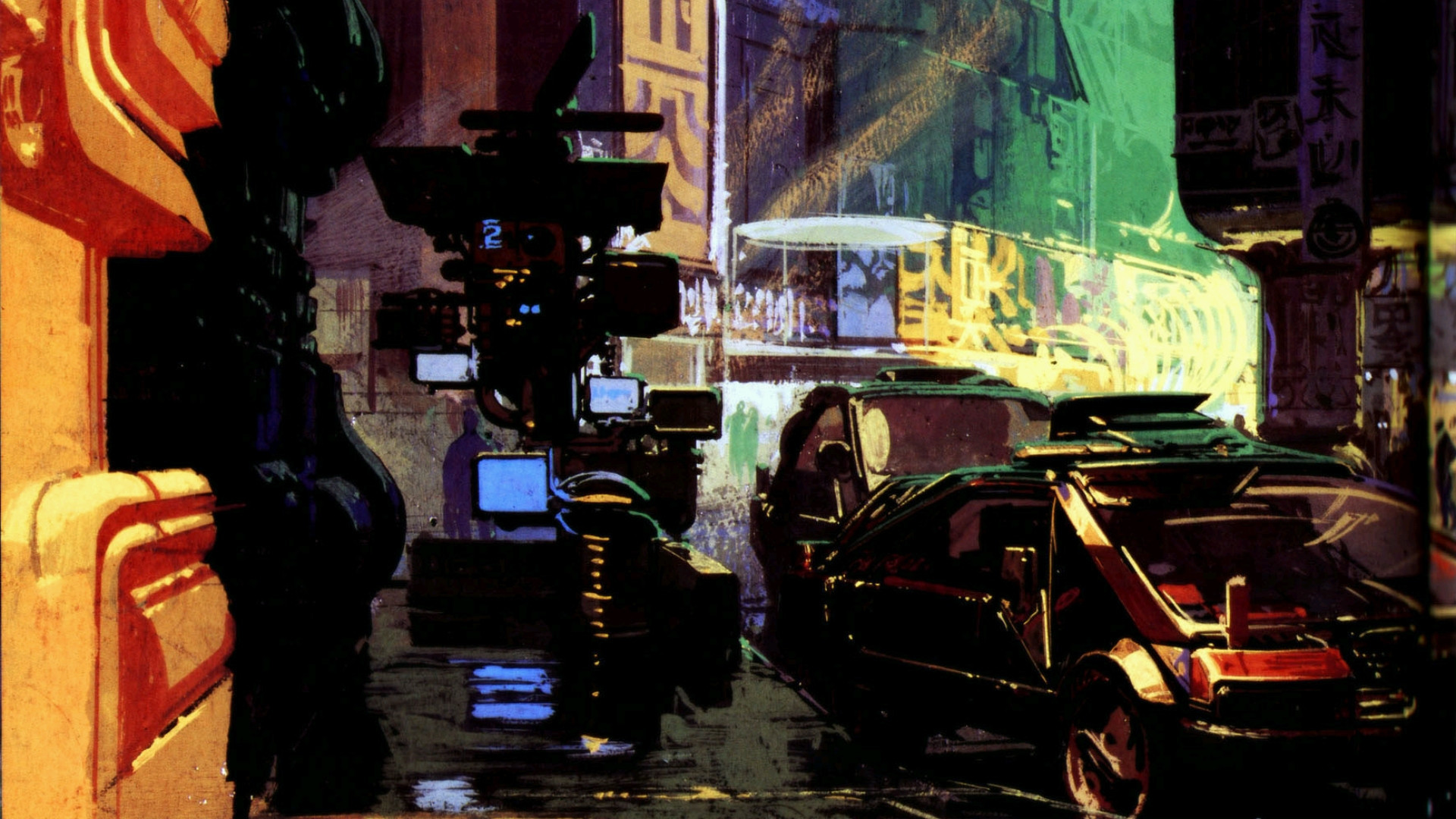 Blade Runner, Arte concettuale, Syd Mead, Strada, Neon, Full HD 1080p, sfondo desktop