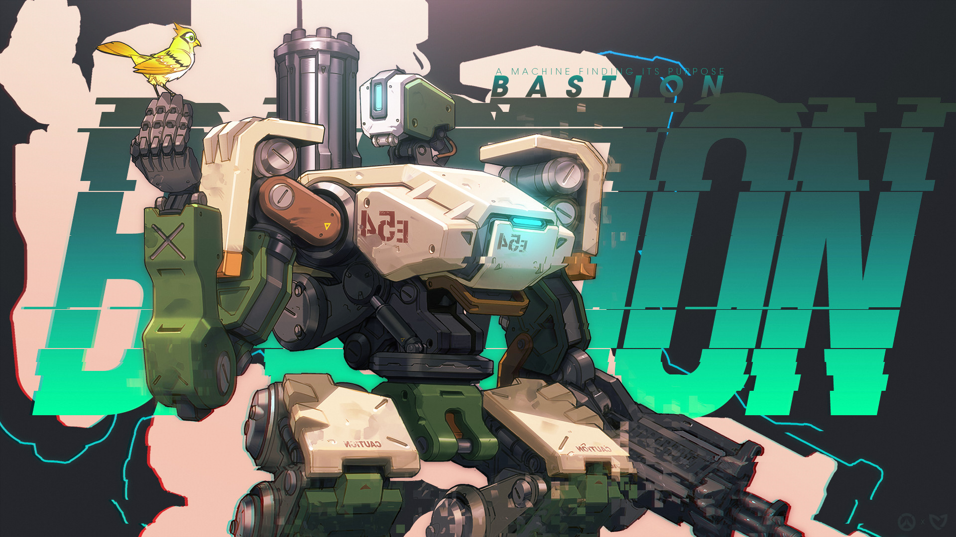 Bastion, Ganymede, Overwatch, Tipografia, Verde, Full HD 1080p, sfondo desktop