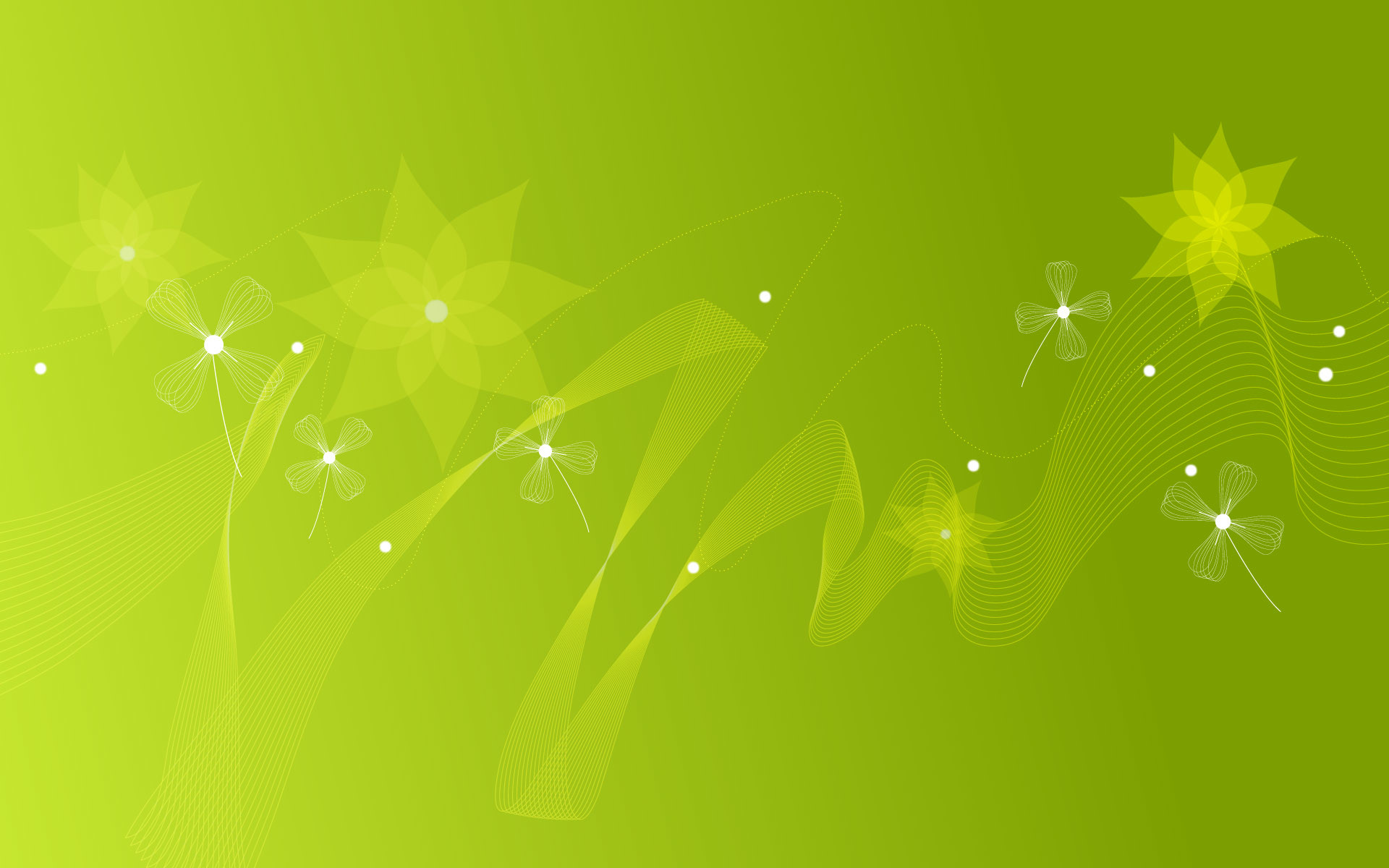 Fiori stilizzati, Sfondo verde lime, Minimalista, Astratto, 16:10 Full HD, wallpaper widescreen