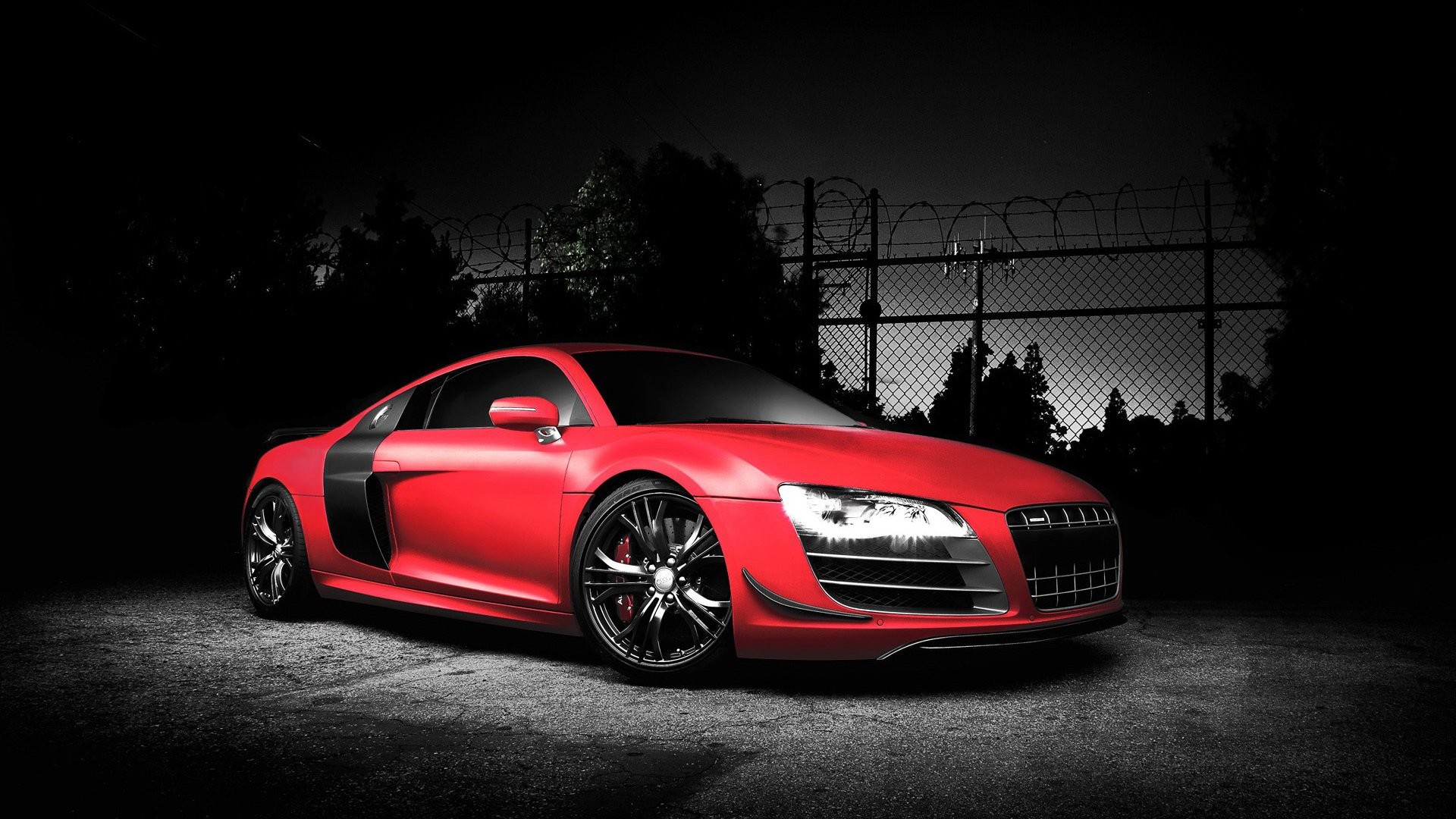 Audi R8 GT, Supercar, Rosso, Notte, Full HD 1080p, sfondo desktop