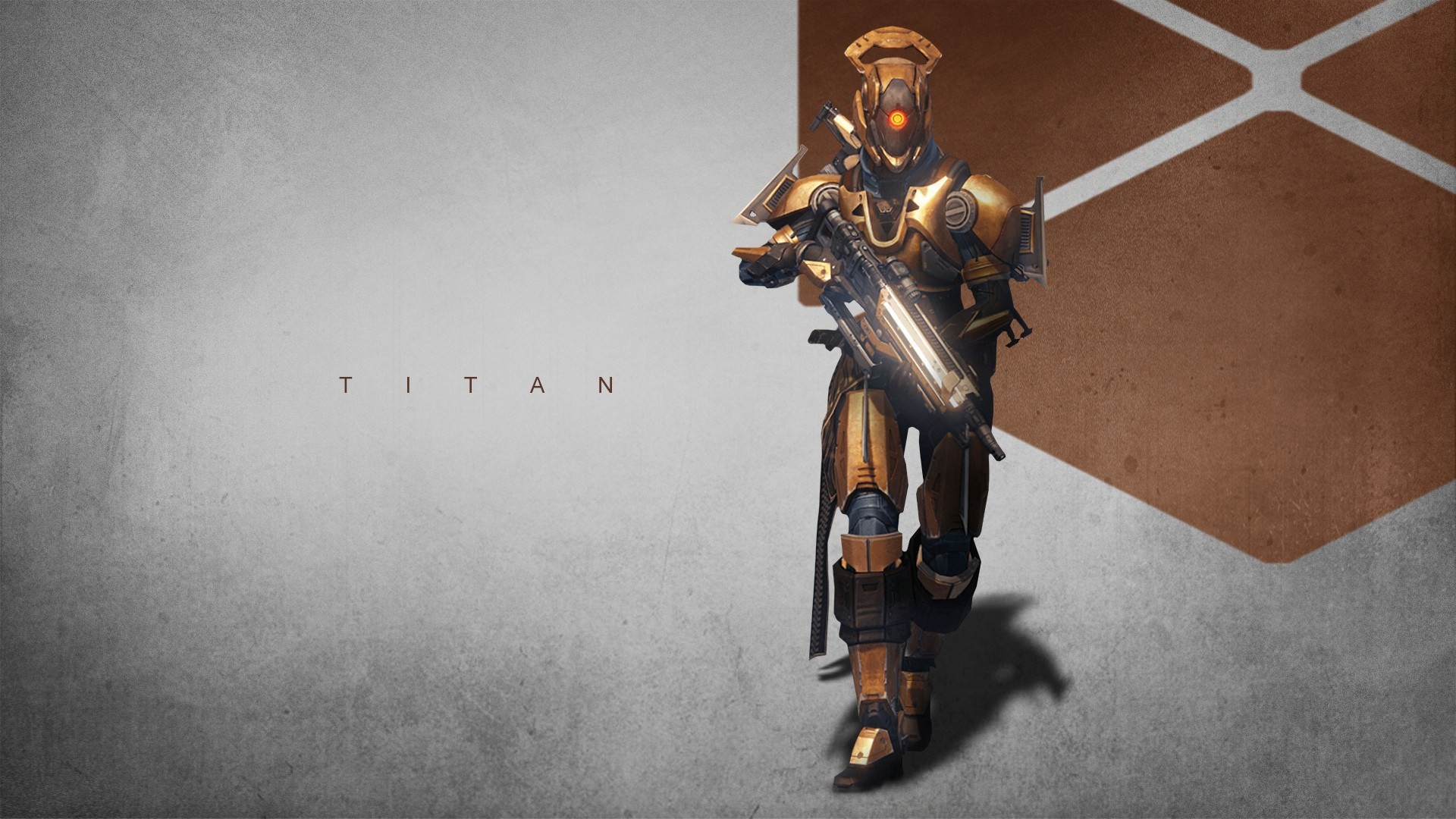 Destiny, Titano, Armatura dorata, Sfondo grigio, 16:9 Full HD, wallpaper widescreen