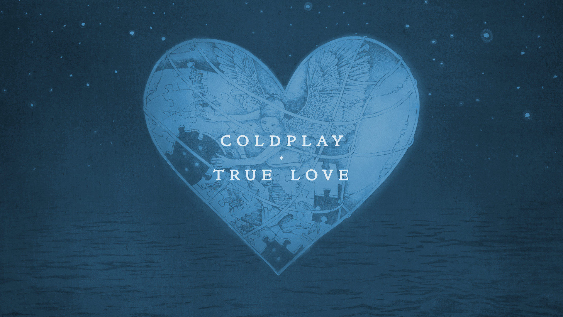 True Love, Coldplay, Ghost Stories, Cuore, Blu, Full HD, sfondo Windows 11