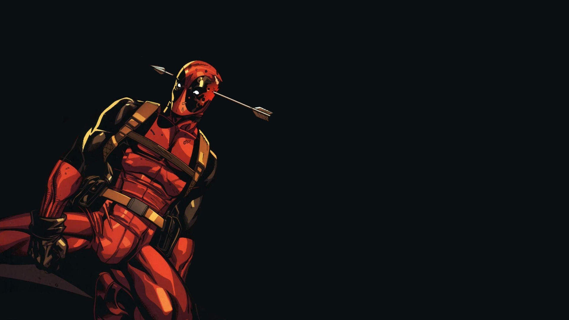 Deadpool, Freccia, Fumetto, Sfondo nero, Full HD, wallpaper per PC