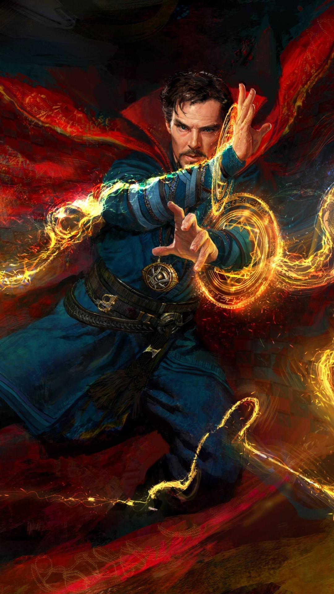 Doctor Strange, Benedict Cumberbatch, Magia, Illustrazione, Full HD, sfondo per smartphone
