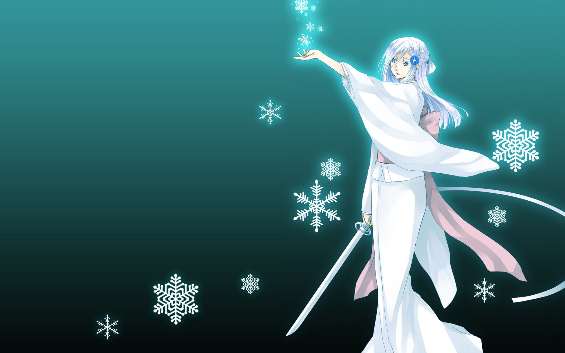 Yuki-onna, Spada, Fiocchi di neve, Anime, 1920x1200, sfondo per PC