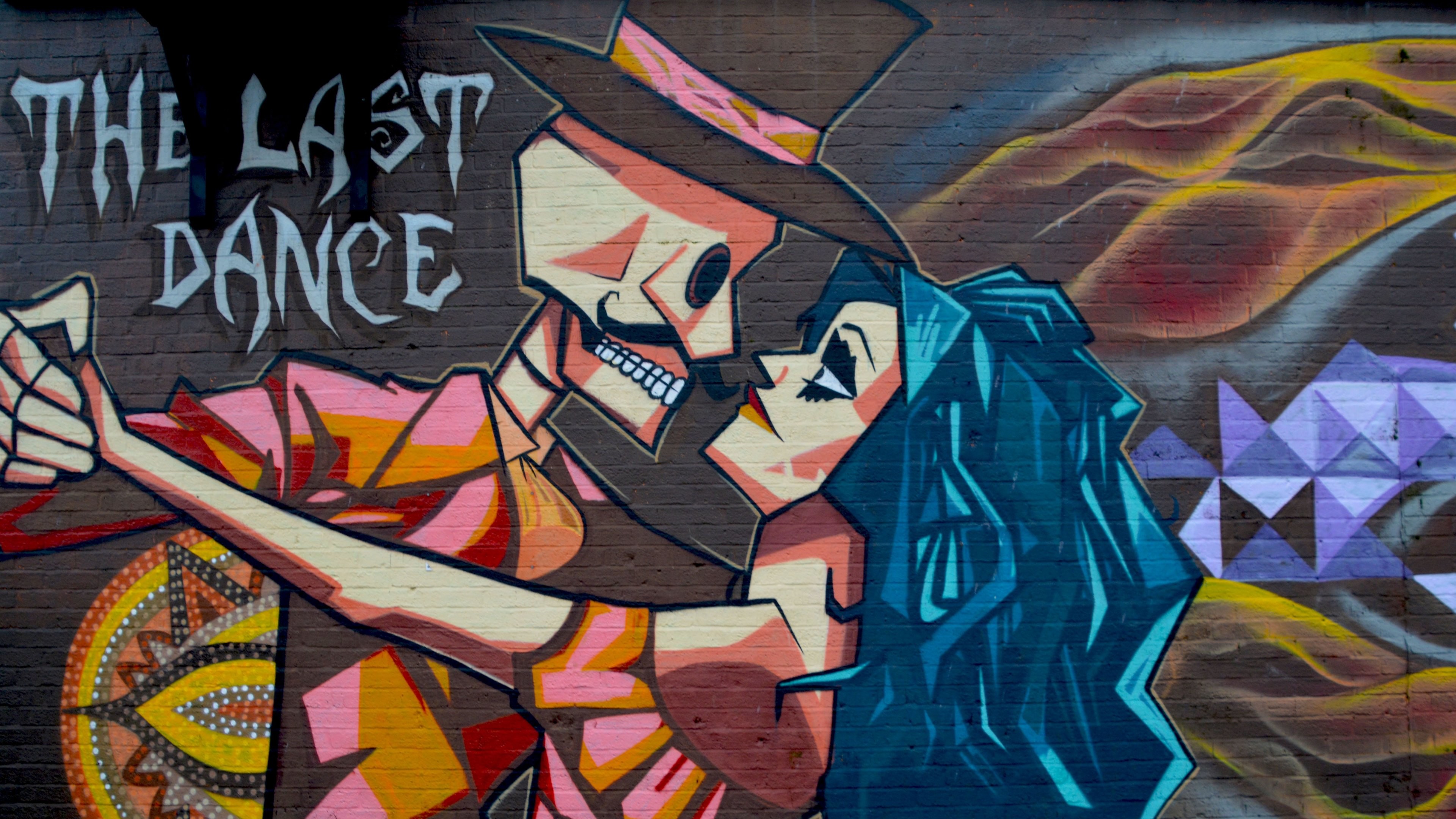 The Last Dance, Murale, Scheletro, Coppia che balla, 4K, sfondo per portatile