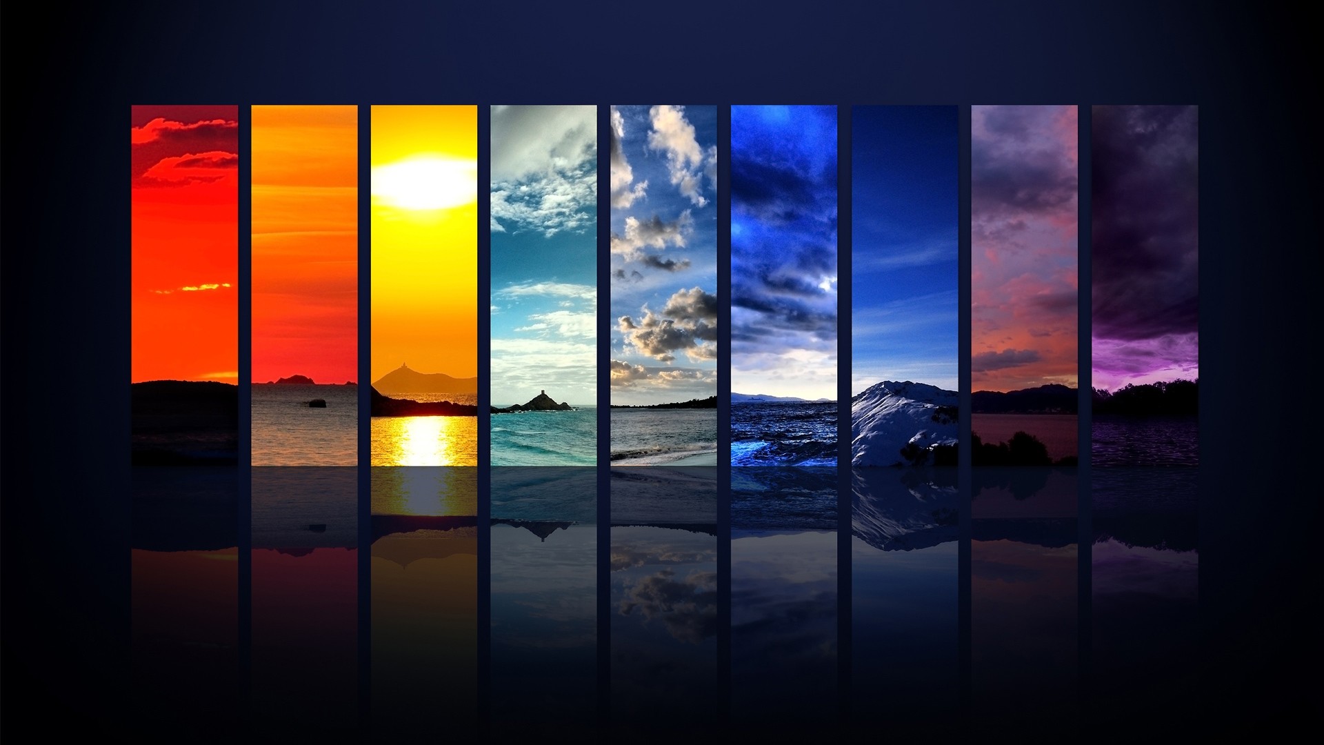 Spettro, Strisce verticali, Tramonto, Cielo, 16:9 Full HD, wallpaper widescreen