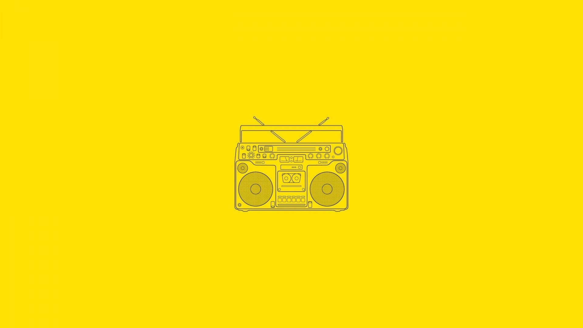 Stereo, Boombox, Minimalismo, Sfondo giallo, Full HD, wallpaper per computer