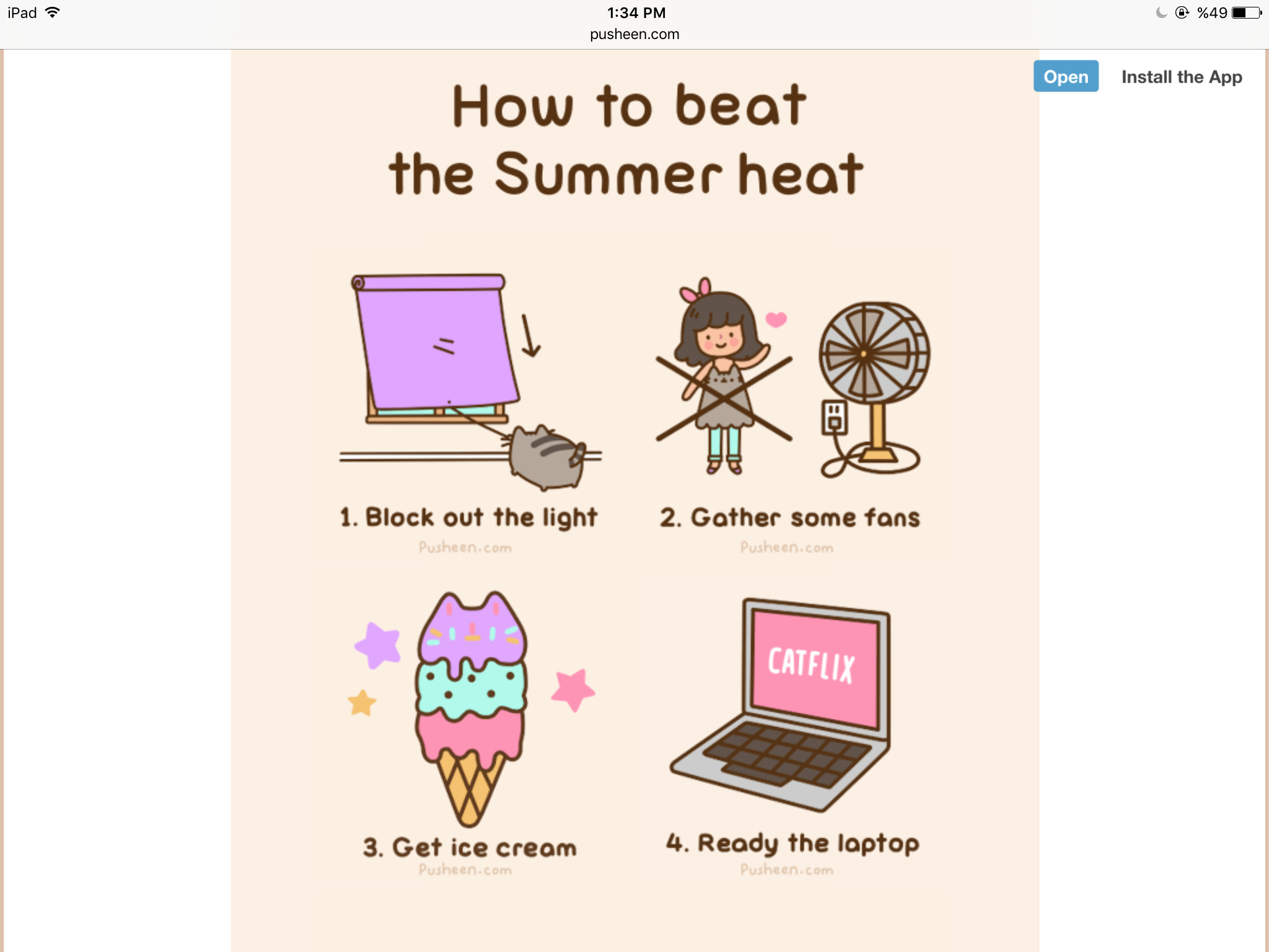 Pusheen, How to beat the Summer heat, Gelato, Estate, sfondo per iPad e tablet