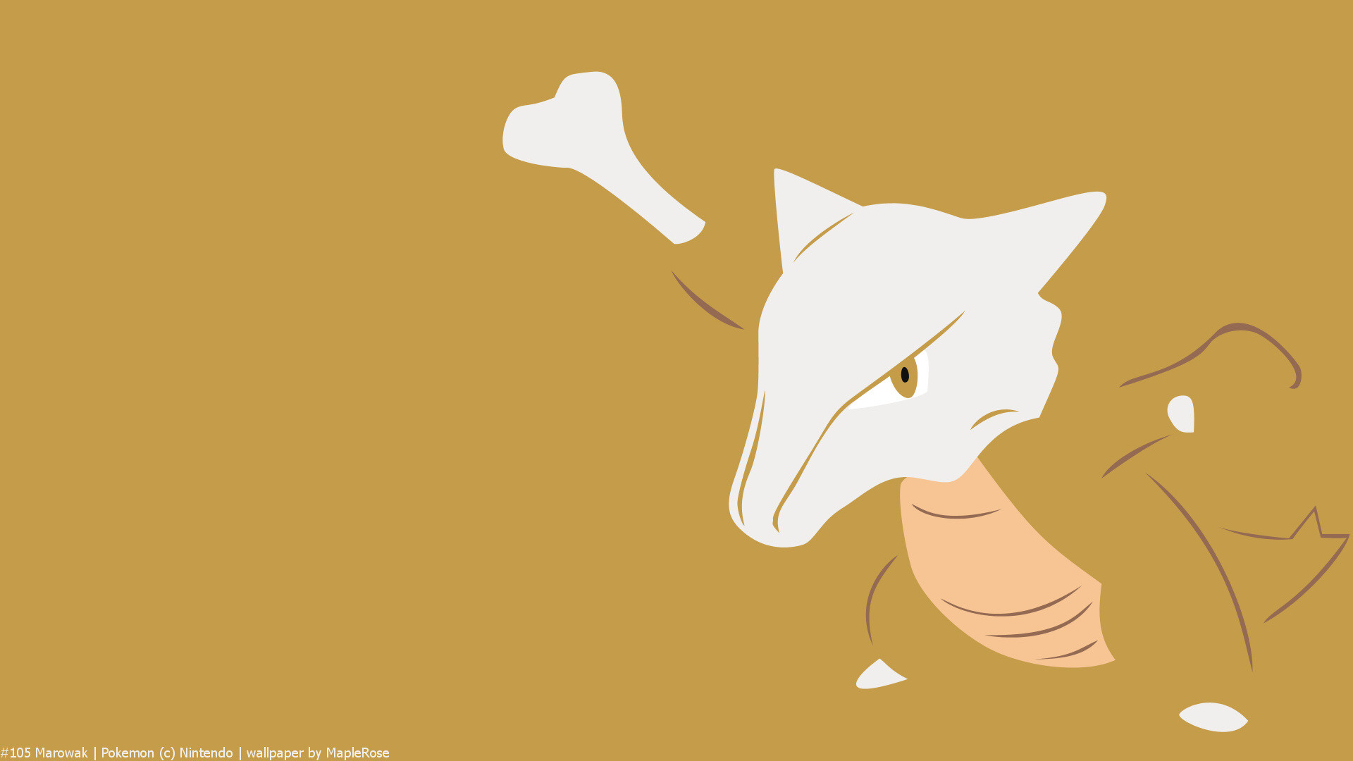 Cubone, Pokémon, Minimalista, Ocra, 1920x1080, sfondo per PC