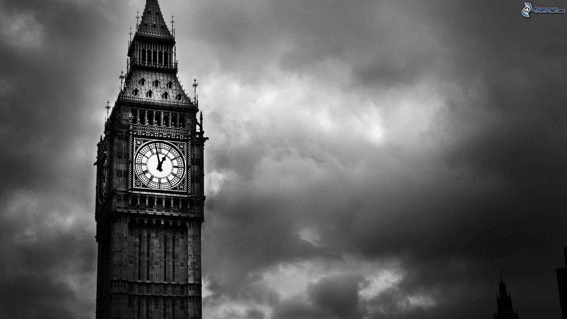 Big Ben, Londra, Torre dell'orologio, Nuvole, Full HD, wallpaper per portatile