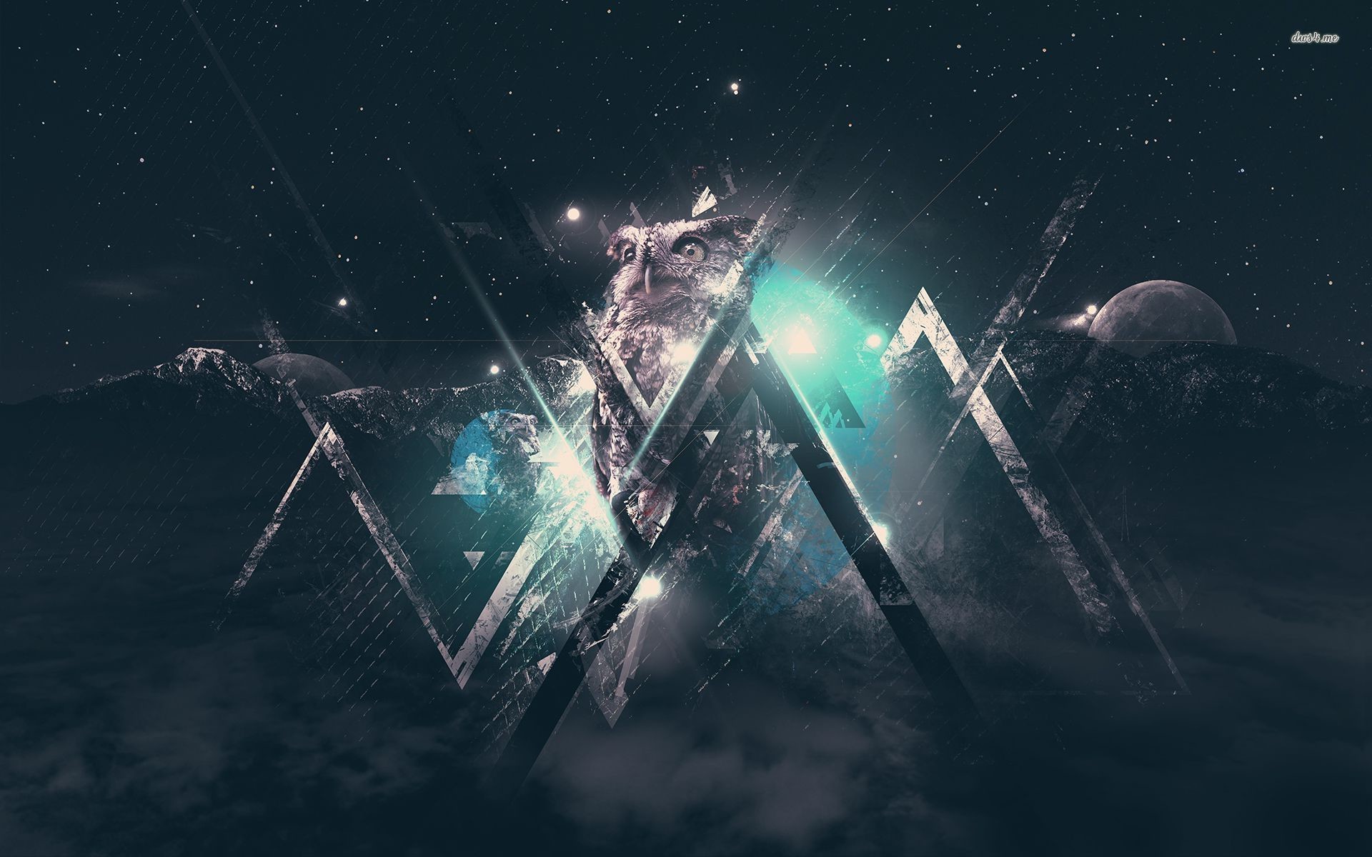 Gufo, Arte astratta, Triangoli, Spazio, 1920x1200, sfondo MacBook Pro