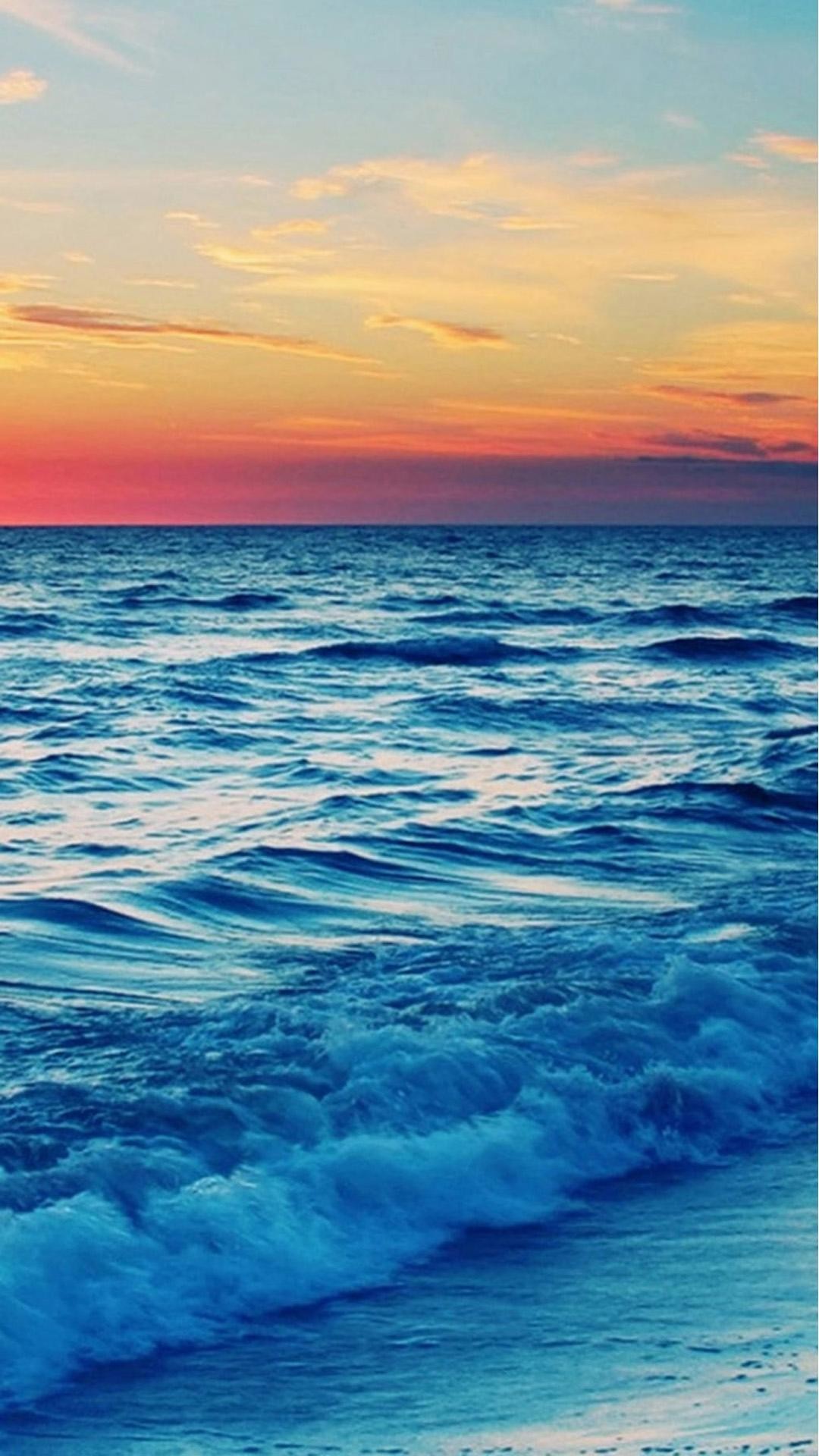 Mare, Onde, Tramonto, sfondo iPhone 6 Full HD