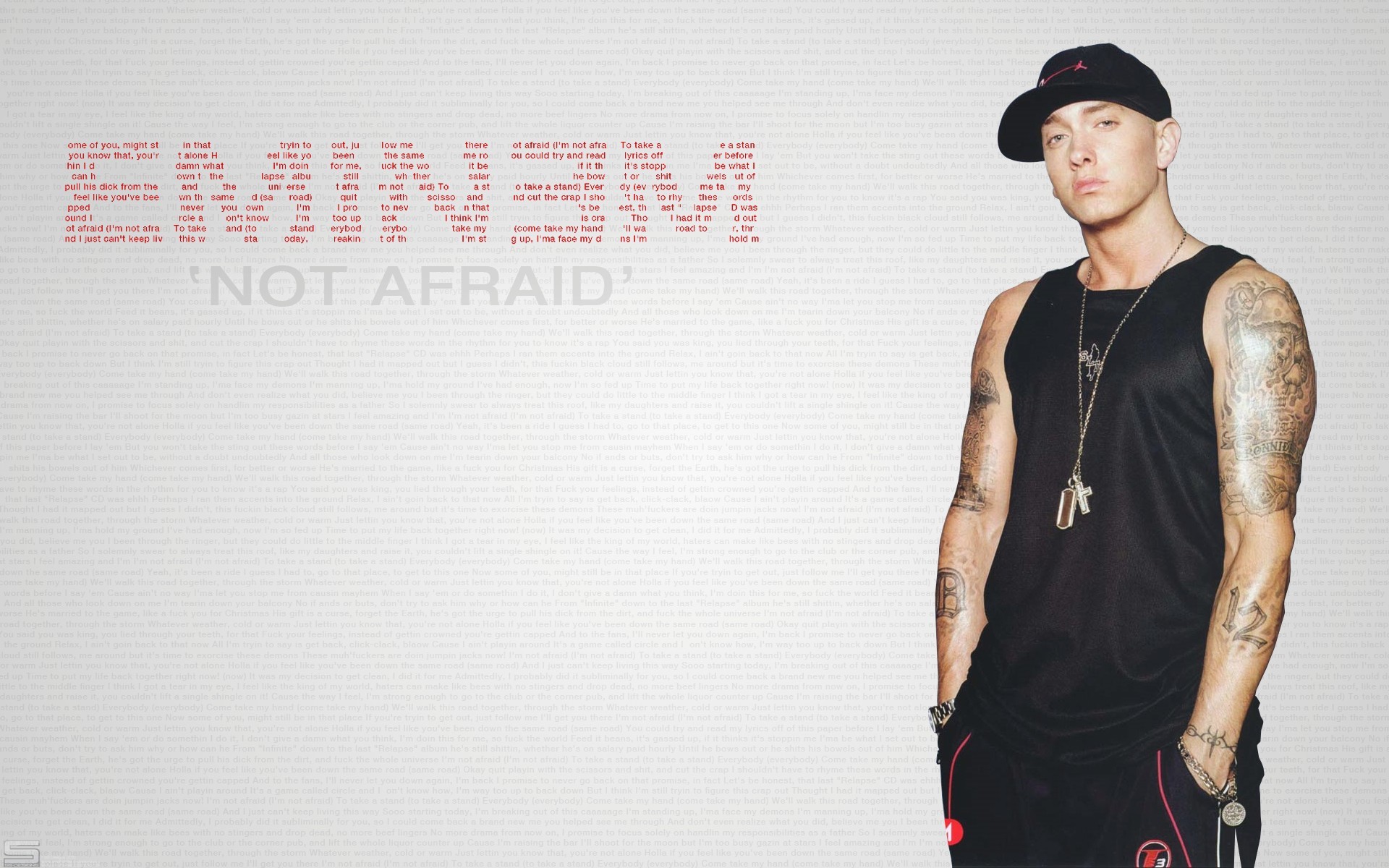 Eminem, Not Afraid, Tatuaggi, Sfondo bianco, 16:10 Full HD, wallpaper widescreen