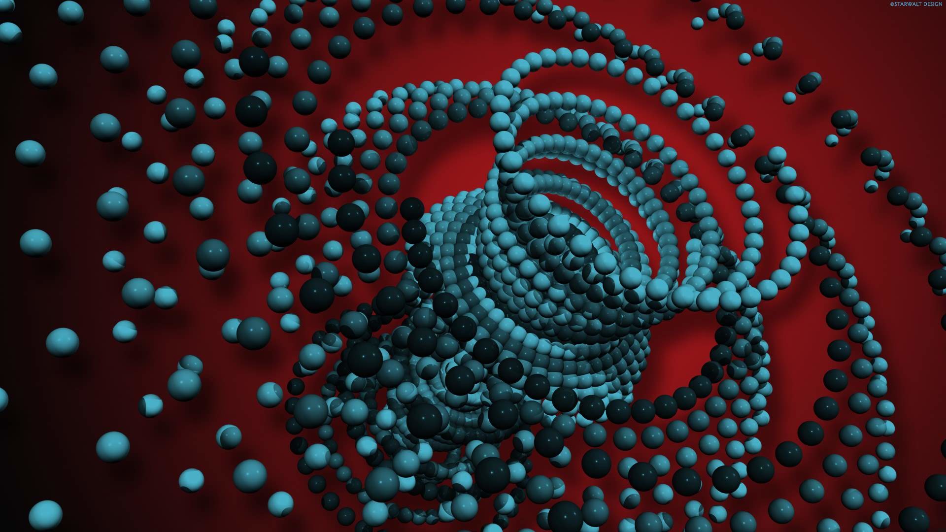 Sfere, Spirale, Rendering 3D, Rosso, Full HD, sfondo per PC