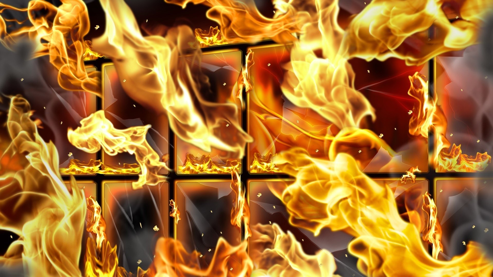 Finestra in fiamme, Incendio, Fiamme, 1920x1080, sfondo per PC