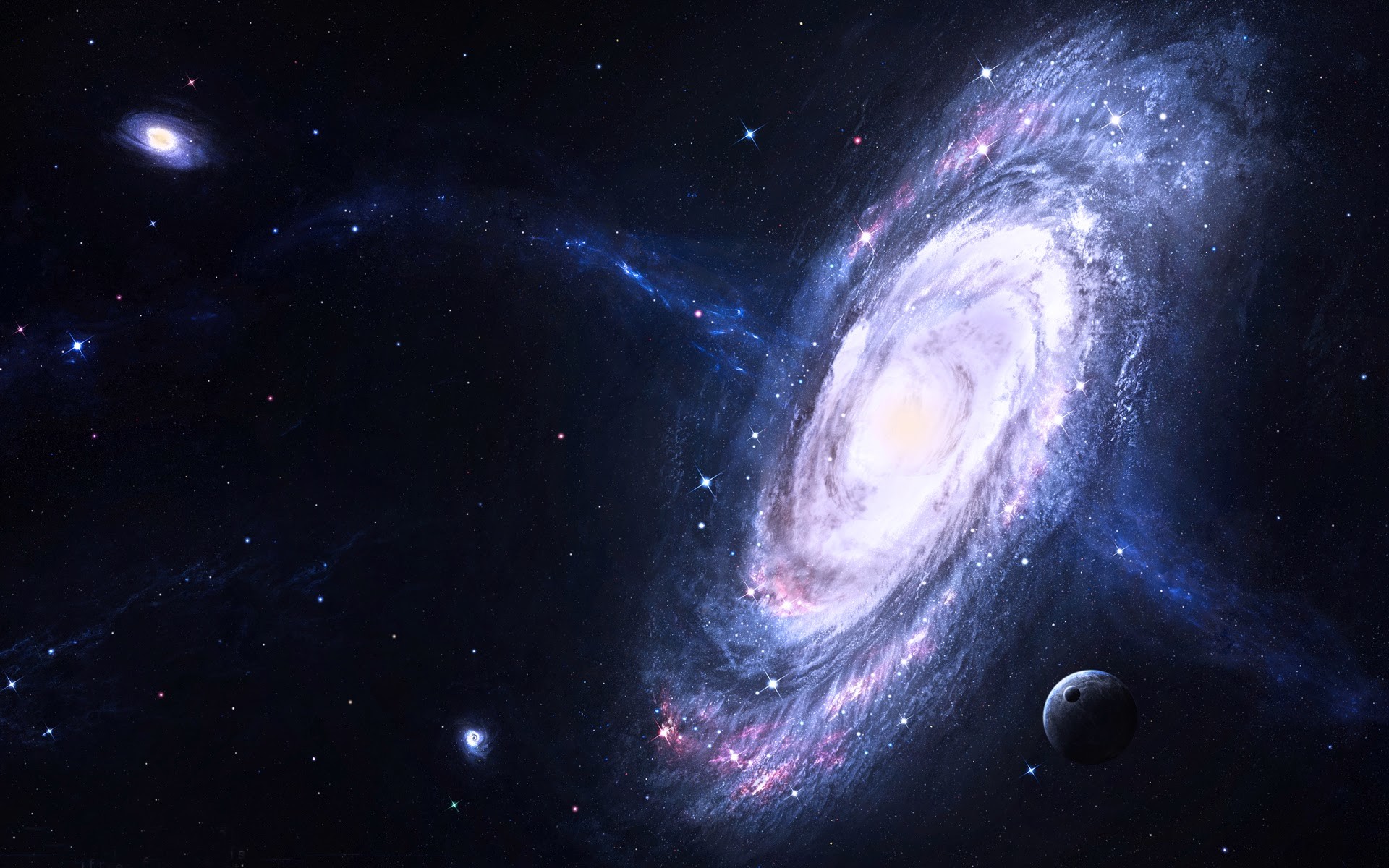 Galassia a spirale, Stelle, Blu, Full HD, sfondo Windows 11
