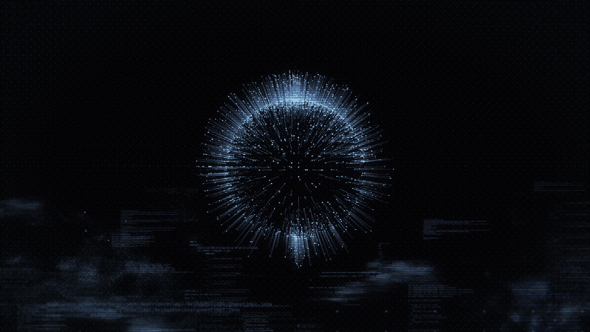 Sfera di particelle, Arte digitale, Blu, Sfondo scuro, Full HD, wallpaper desktop