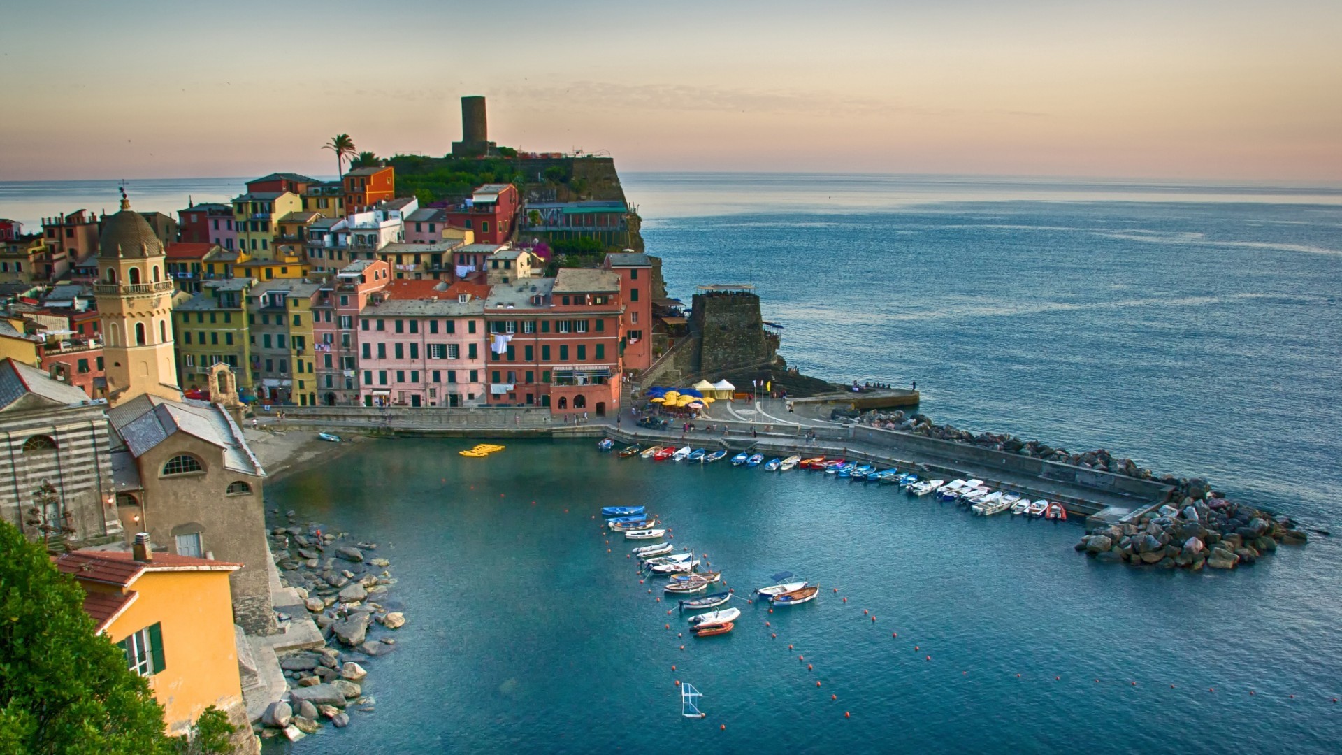Vernazza, Cinque Terre, Liguria, Italia, Mare, Full HD, sfondo per PC