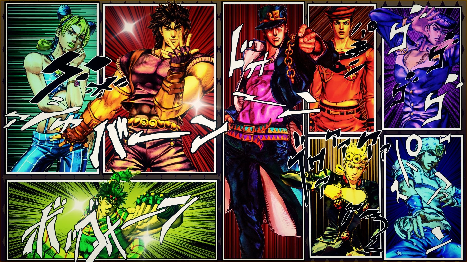 Le bizzarre avventure di JoJo, Jonathan Joestar, Joseph Joestar, Jotaro Kujo, Collage, immagine di sfondo